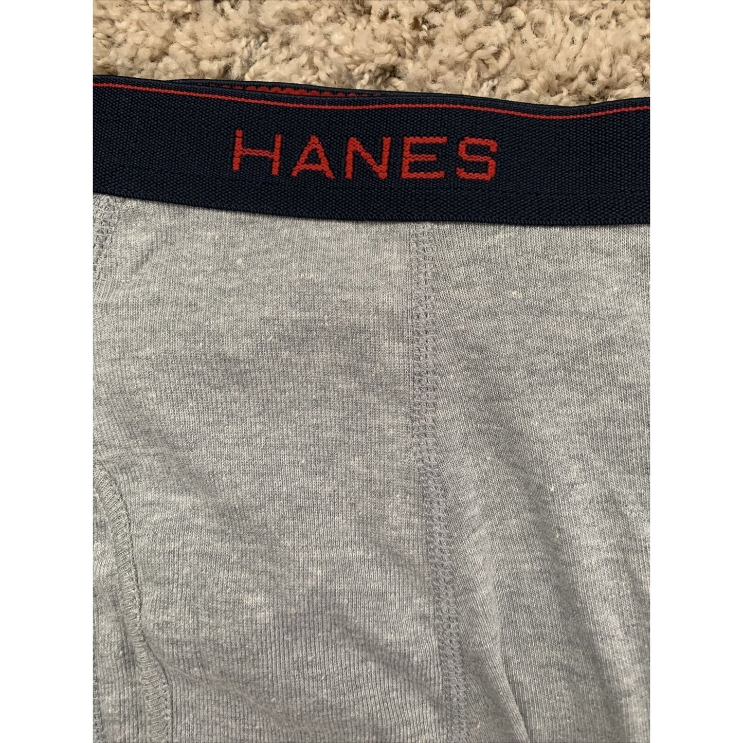 Men’s Hanes Gray Boxer Briefs Blue/red Band Large Comfort Flex