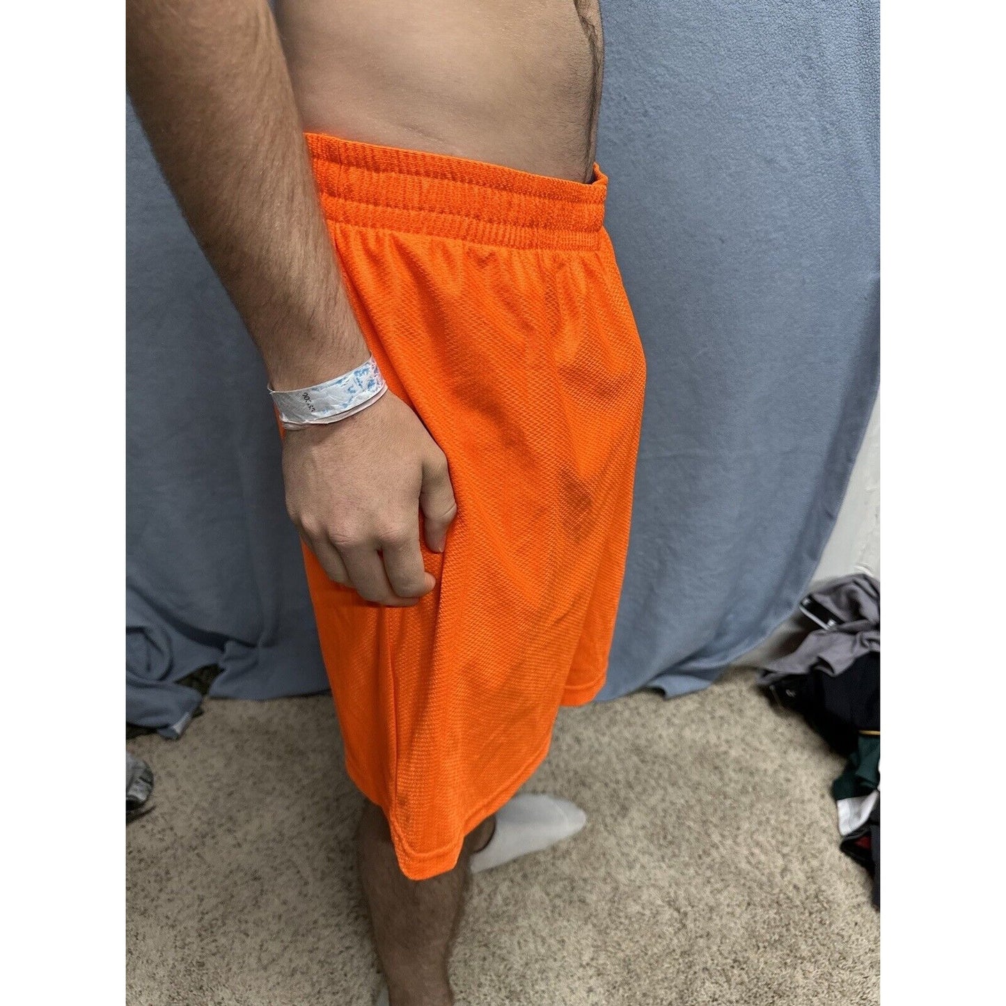 Men’s Neon Orange Starter Medium Athletic Shorts With Pockets