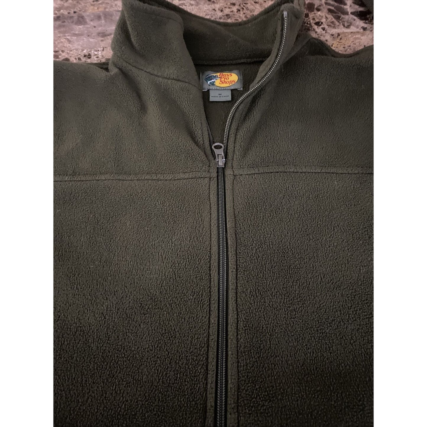 Bass Pro Shops Men’s Medium Olive Green Full-zip Fleece Polyester Jacket