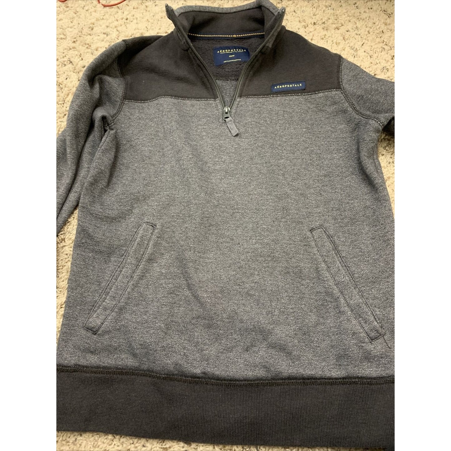 Aeropostale Gray 1/4 Zip Pullover Men's Size Extra Small