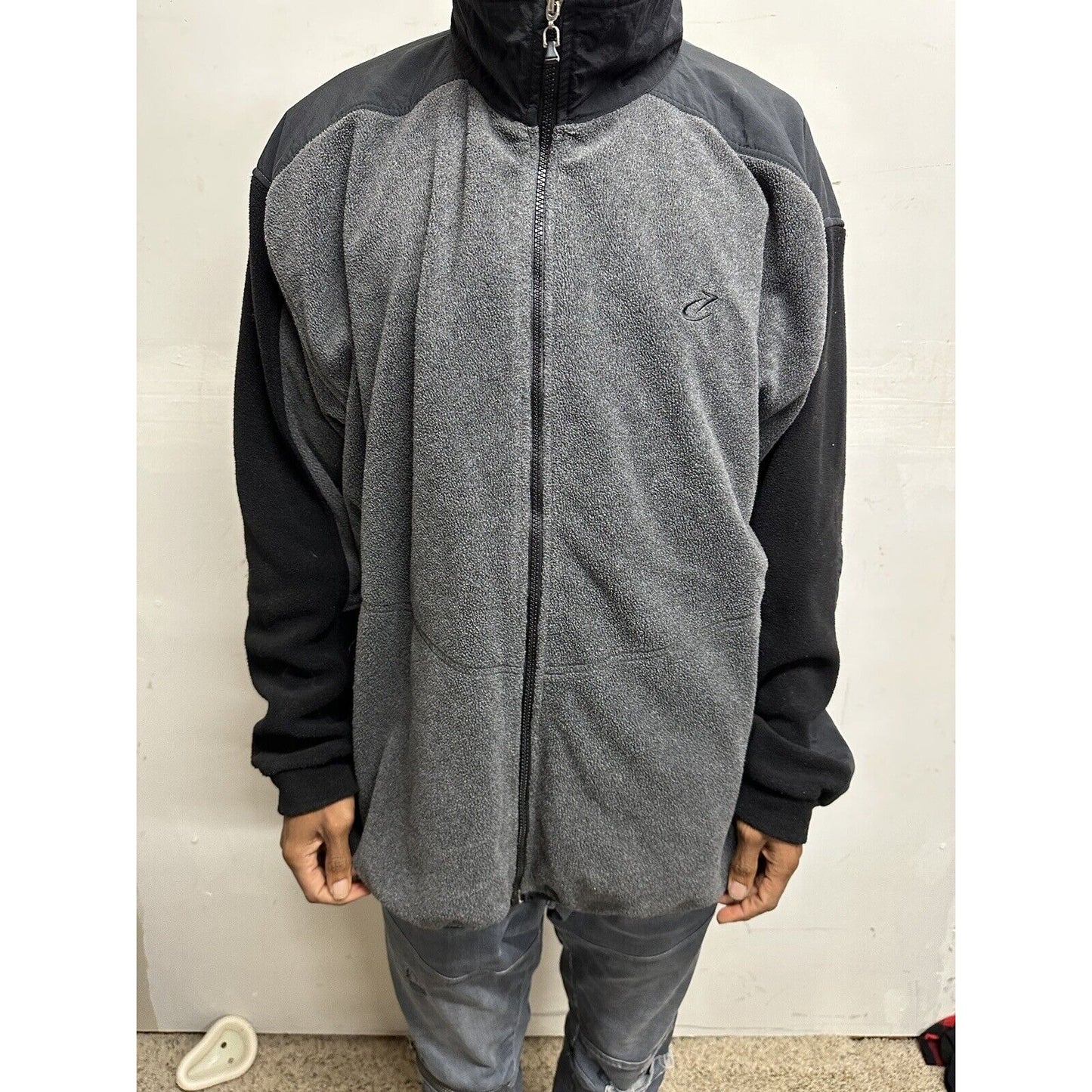 Men’s Gray And Black Bike Performance XL Full Zip Jacket Poly Blend