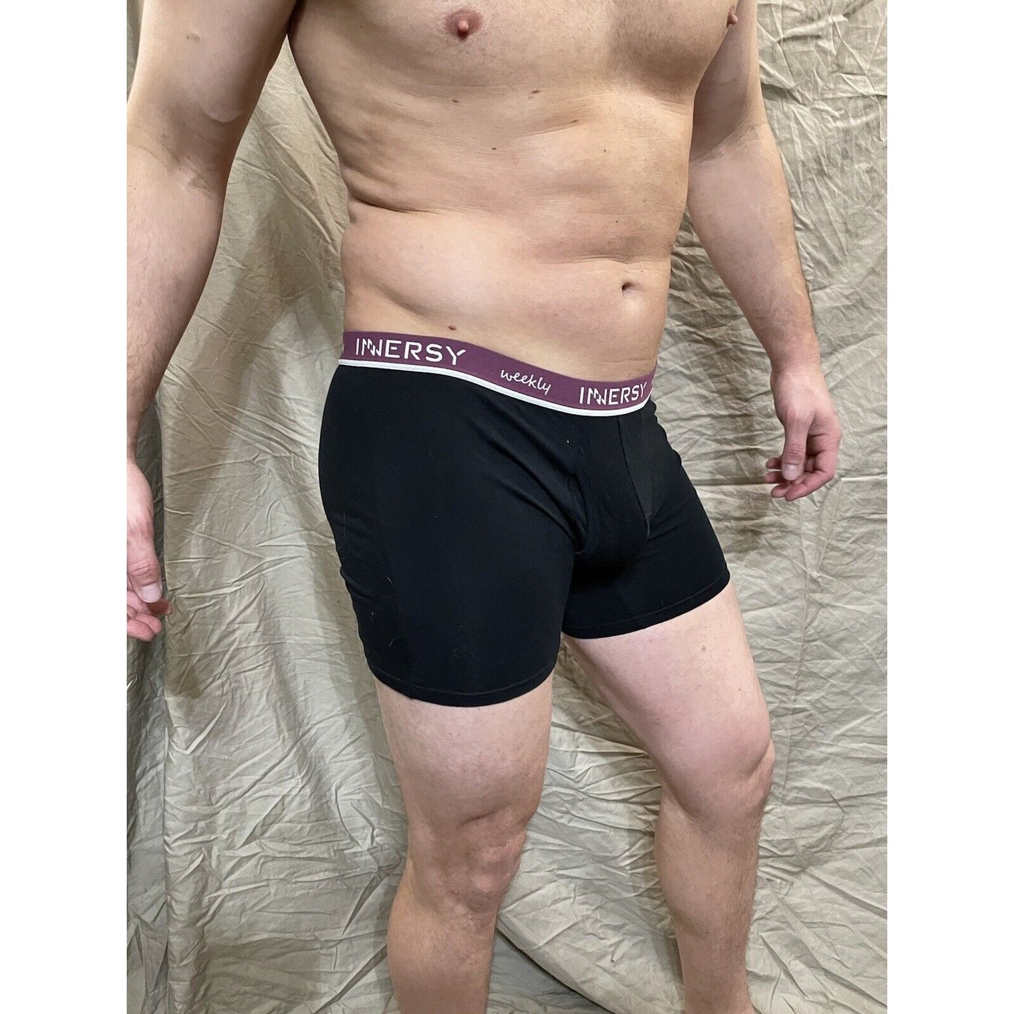 Inersy Weekly Men's black boxer briefs Purple band New And Unworn Large
