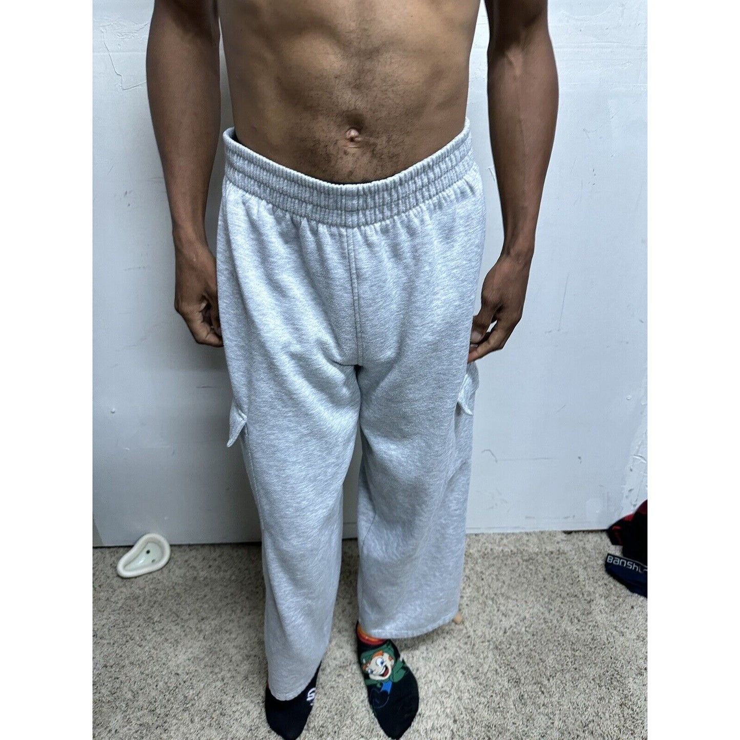 Men’s Large Bugle Boy Gray Sweat Pants Thigh Pockets Only