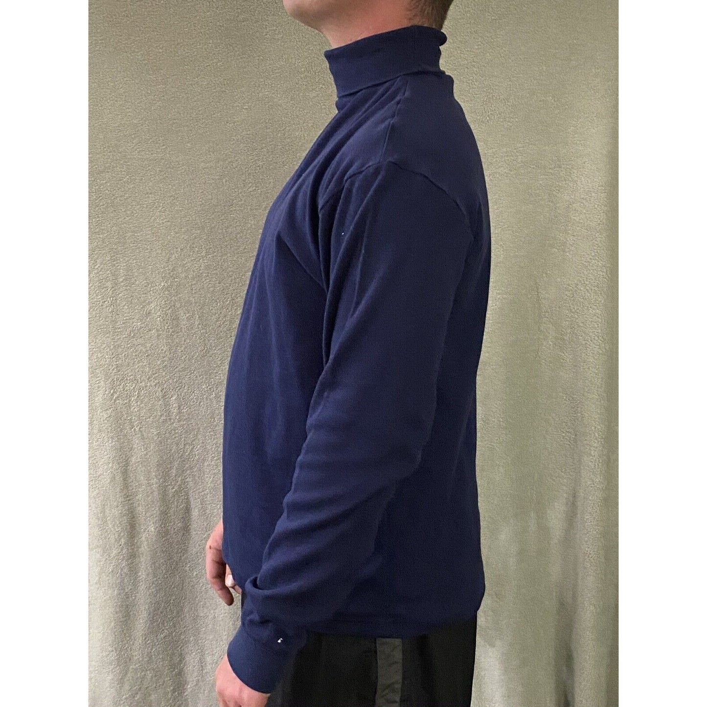 Eddie Bauer Men’s Large Navy Blue Cotton Turtleneck Pullover Long Sleeve Sweater