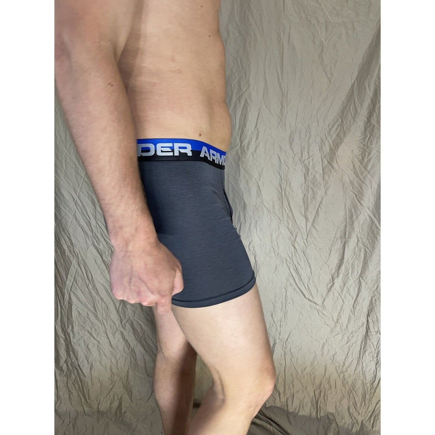 boys youth xl under armour boxerjock Gray with black and Blue band