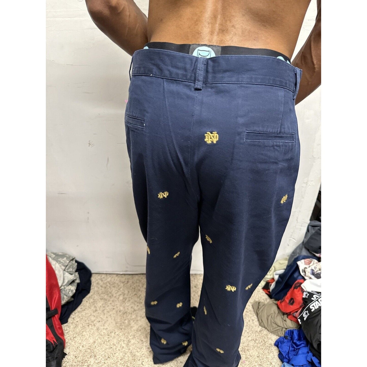 Men’s Notre Dame Size 32 Campus Chinos Pants Navy Blue