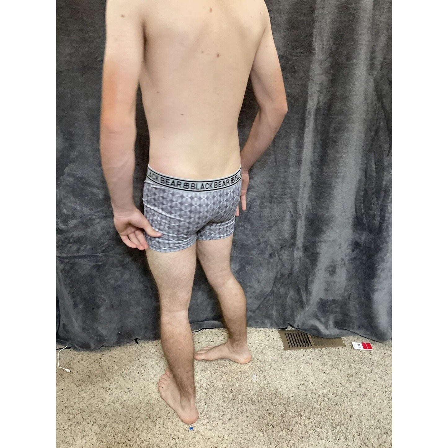 men's medium athletic trunk style black bear boxer brief gray With Circle Design