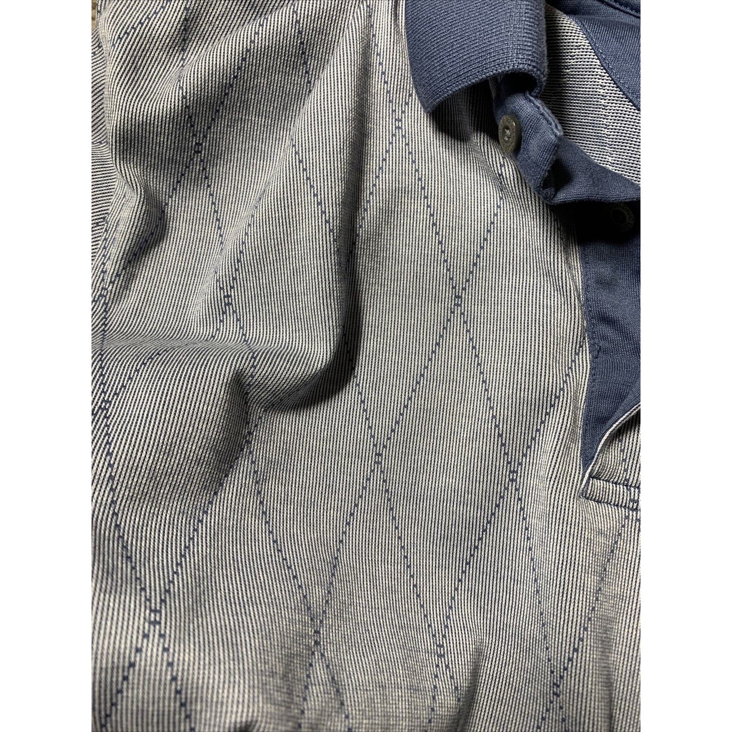 Jos A Bank Leadbetter Men Polo Shirt Short Sleeve Golf Blue Cotton Pinpoint L