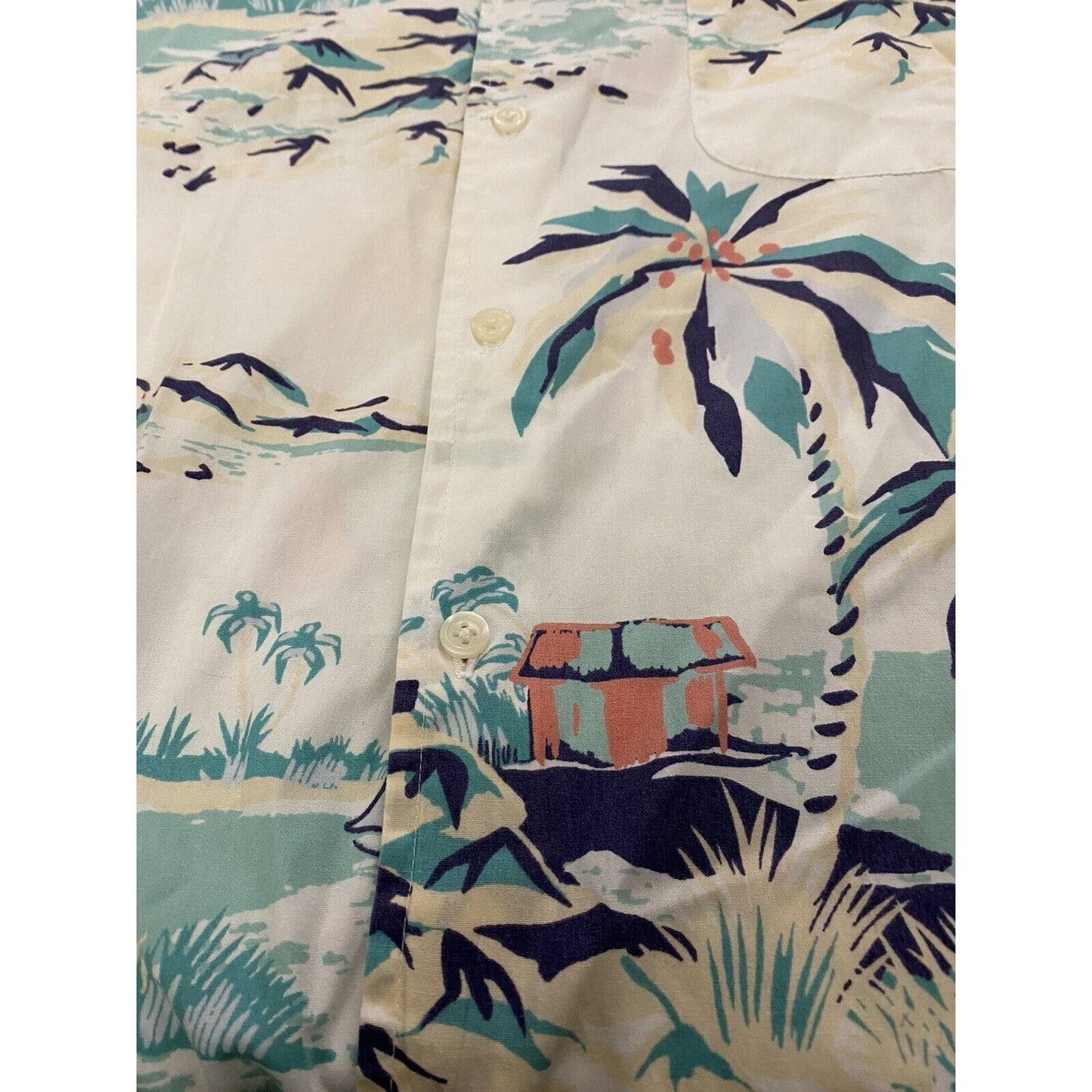 Old Navy White Summer Prints Sailing Boats Island Men’s Large Button-down Shirt