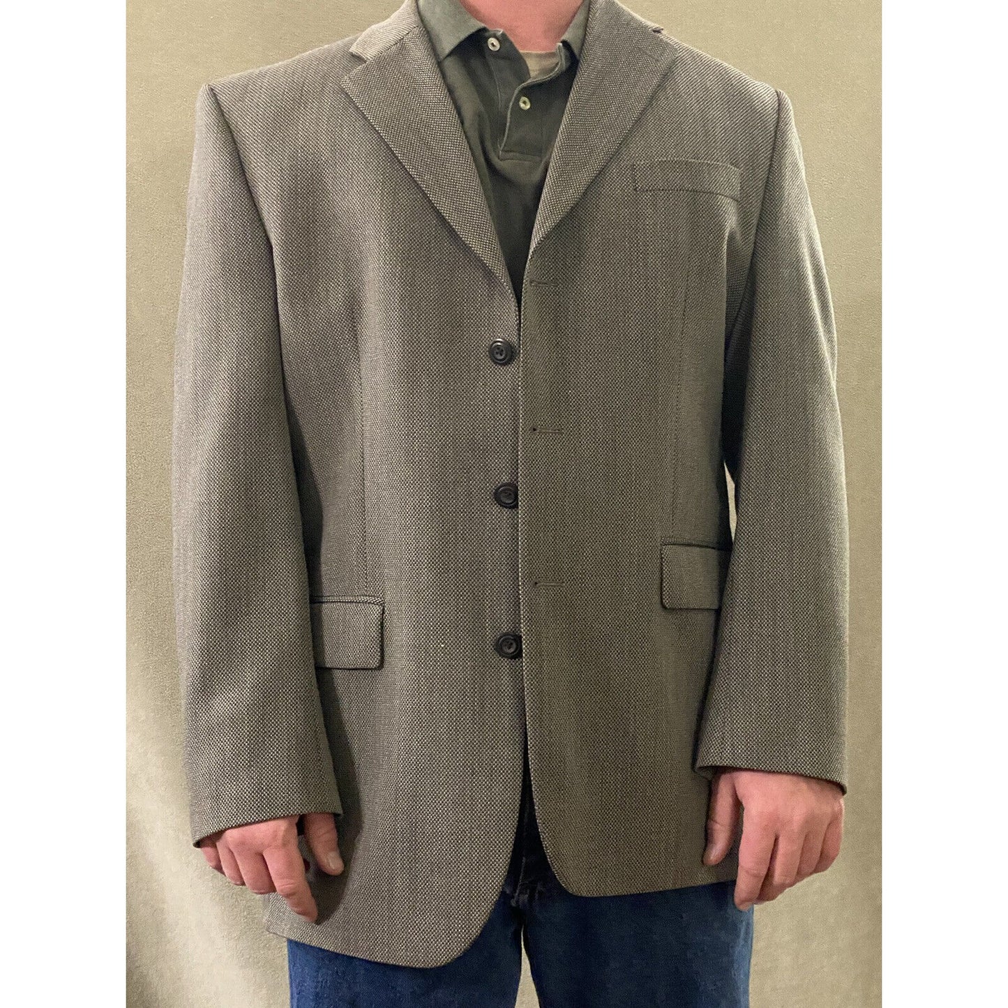 DKNY Men’s size 44L 100% Wool-Laine Brown Blazer