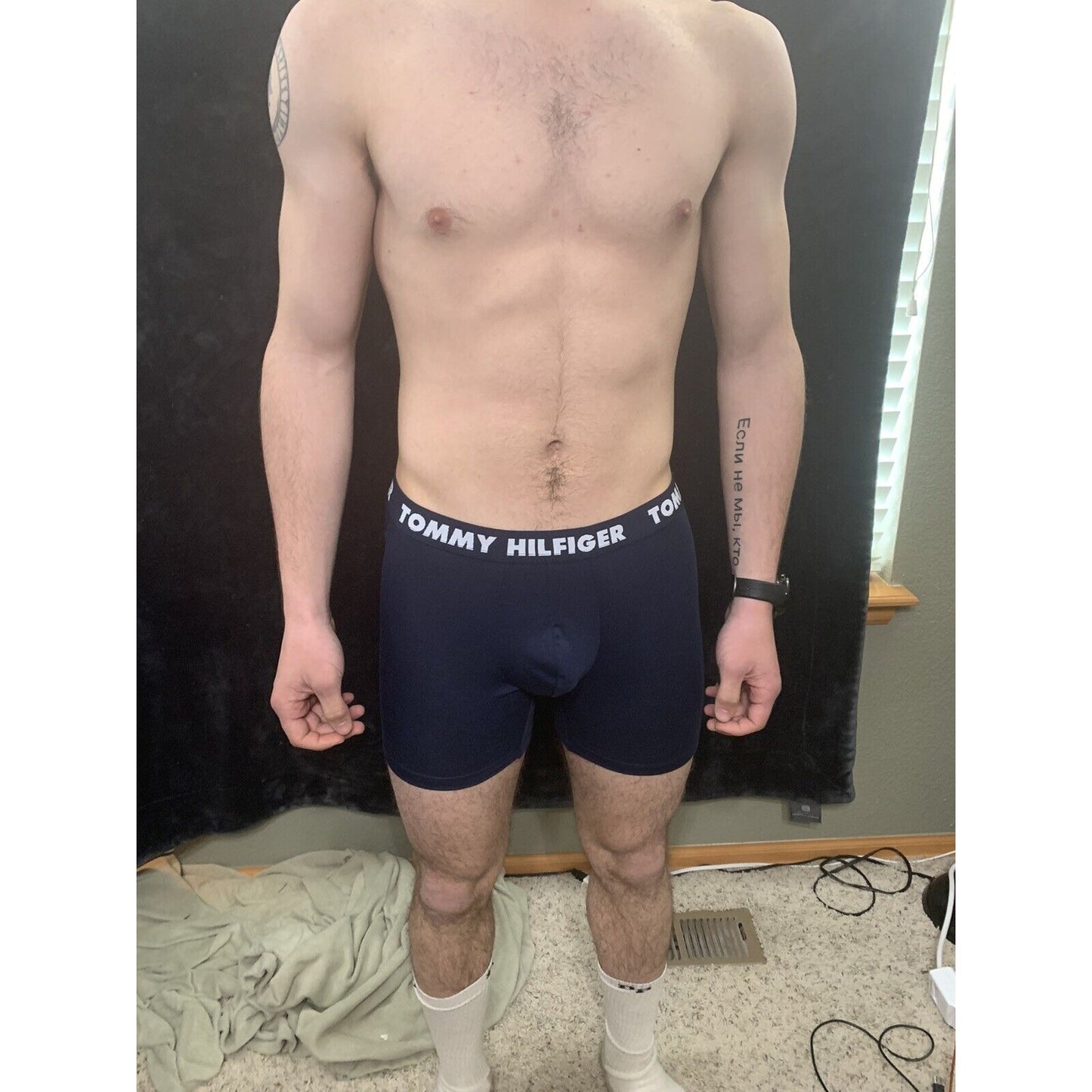 Tommy Hilfiger NavyBlue Men’s Medium Compression Boxer Briefs Trunks 4% Elastane
