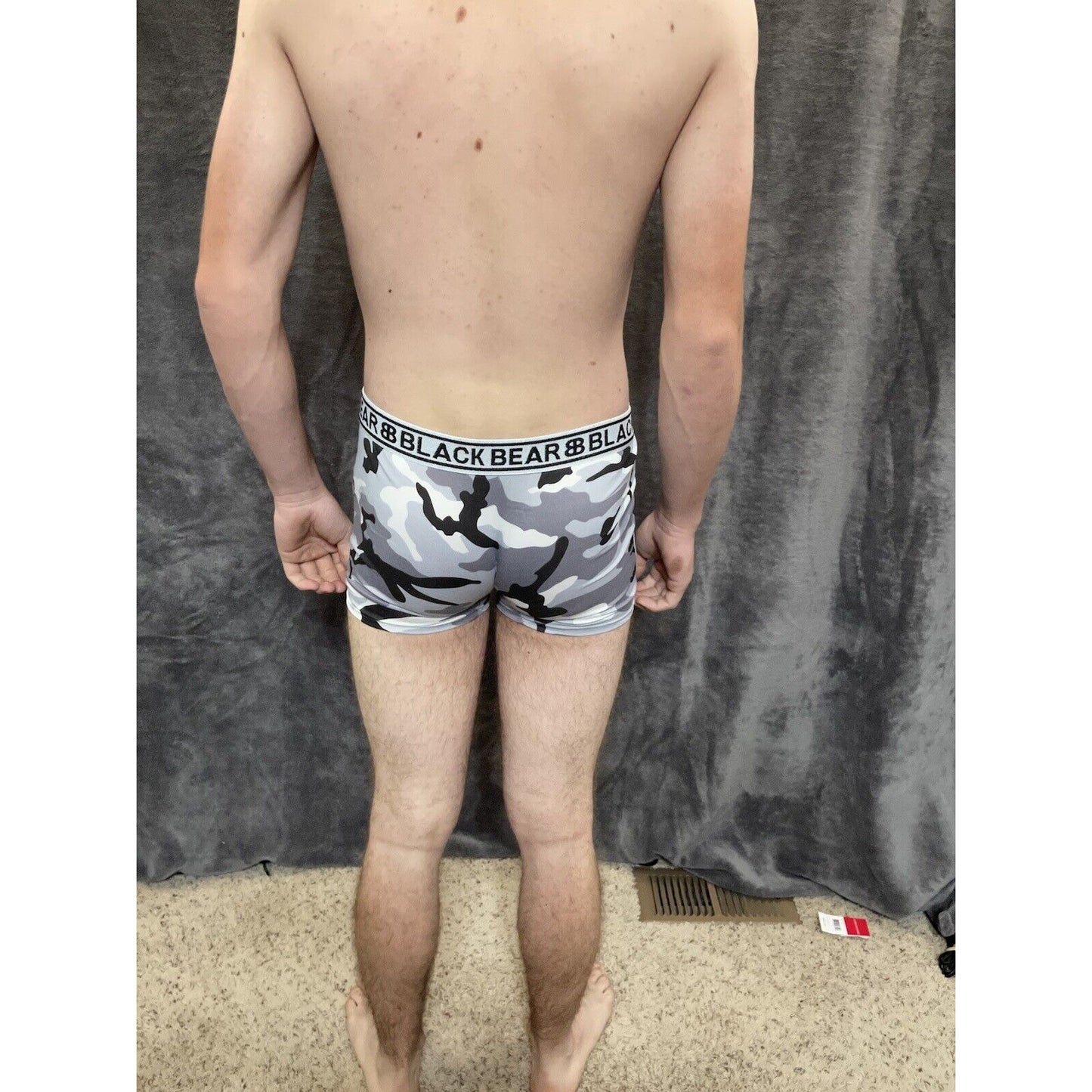 men's medium athletic trunk style black bear boxer brief Gray And Black Camo