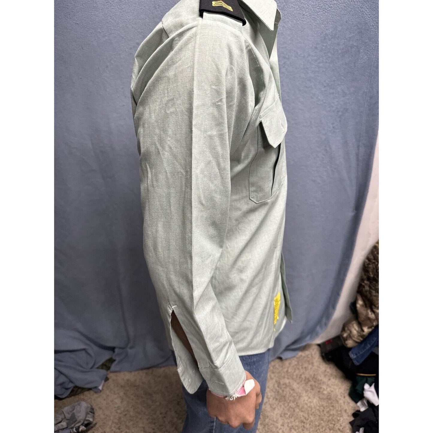Men’s Army Green DSCP 14.5 X 30/31 Long Sleeve Button Up Uniform Dress Shirt