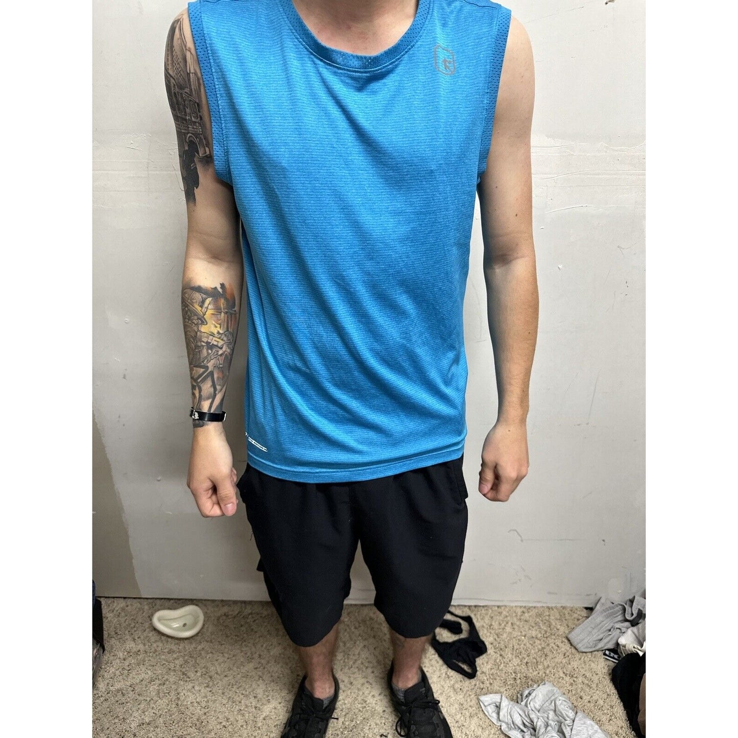 Men’s Teal Blue And1 Muscle Shirt Small Sleeveless