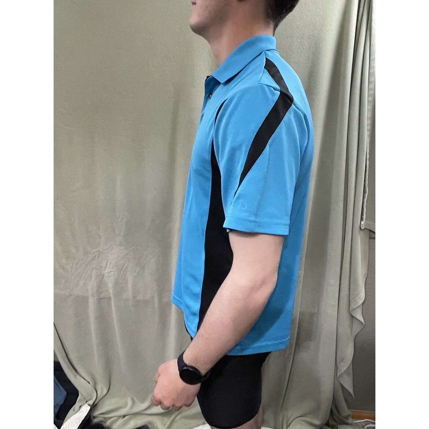 Men’s Grand Slam AirFlow Small Teal Polo Three Button with Black Accents