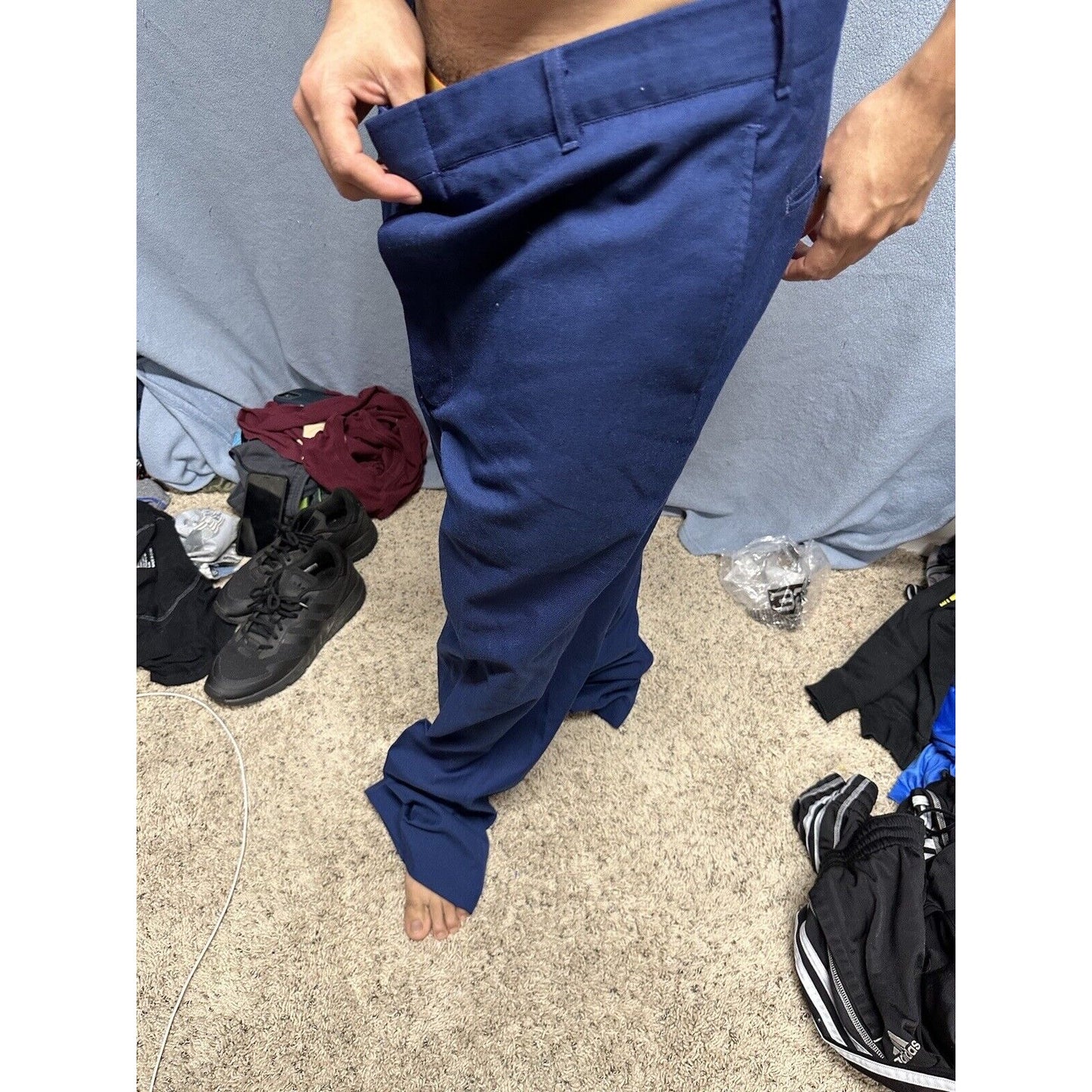 Men’s Blue Air Force Uniform Dress Pants Trousers 35L C Poly Wool