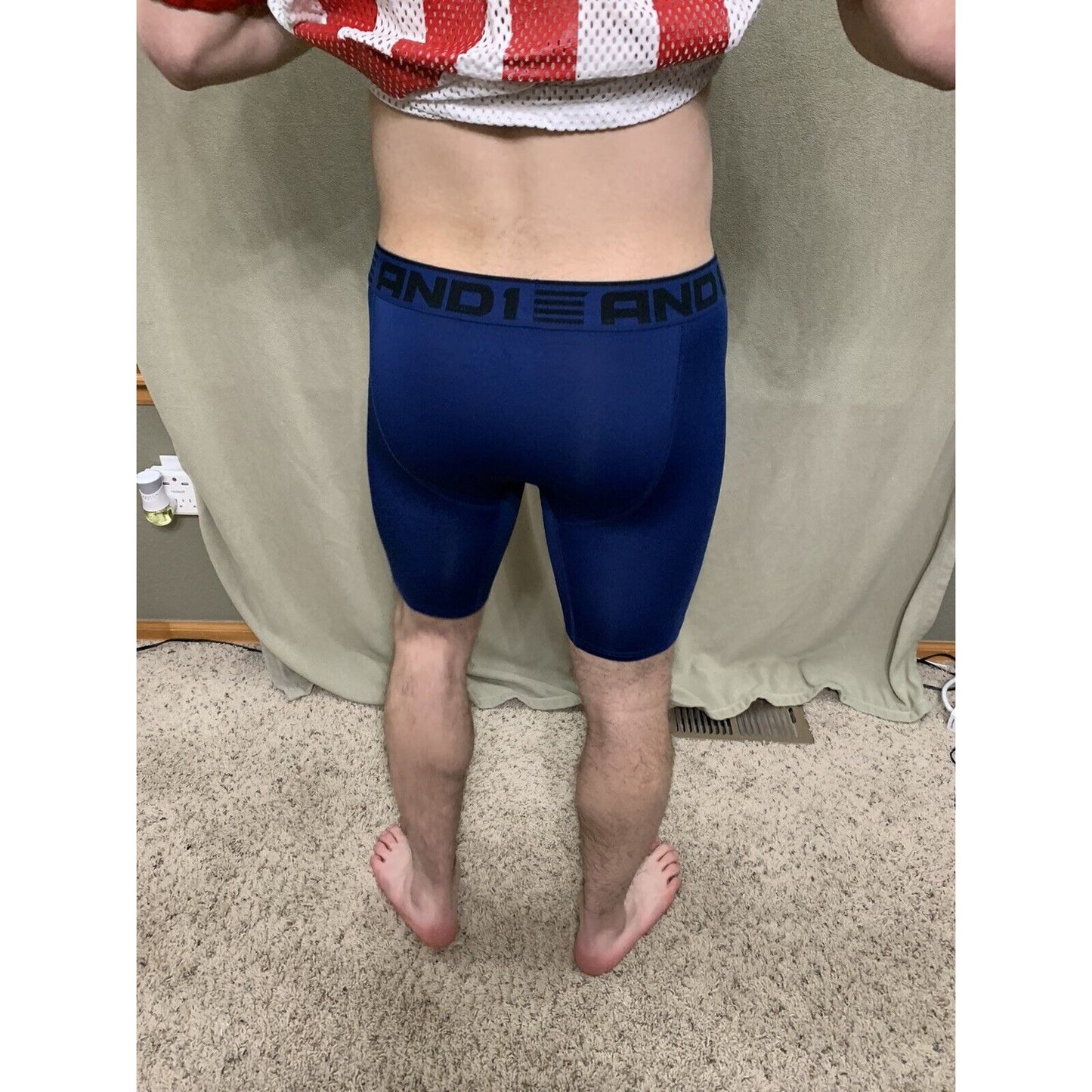 Men’s Blue With Black Band Medium AND1 Compression Performance Boxer Briefs