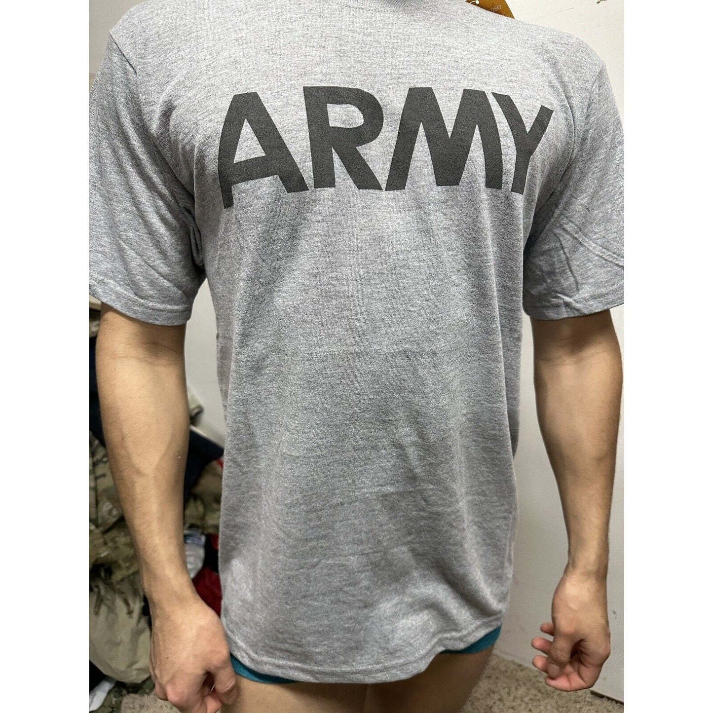 Men’s Soffe Small Dri Release Gray Army Pt Uniform Short Short Sleeve