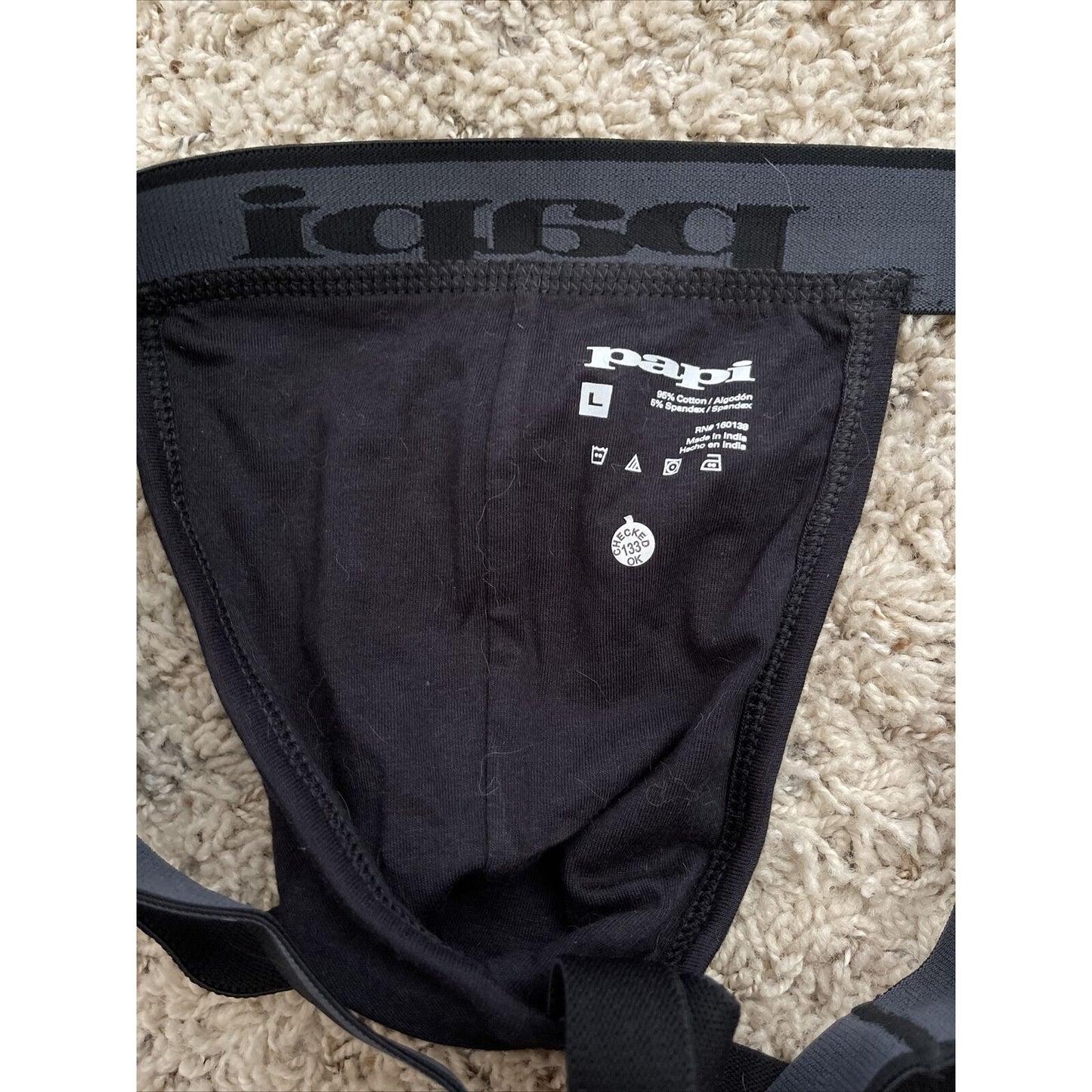 Men’s Papi Large Black Jockstrap Jock