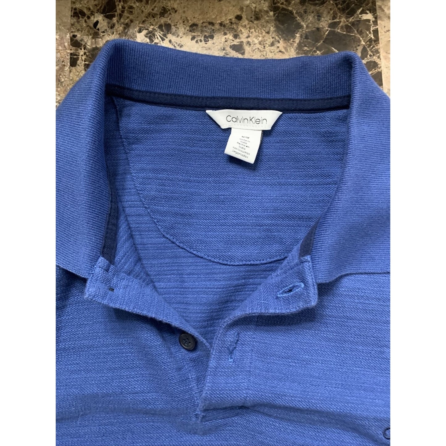 Calvin Klein Men Polo Shirt Blue Size Medium Knit Stretch