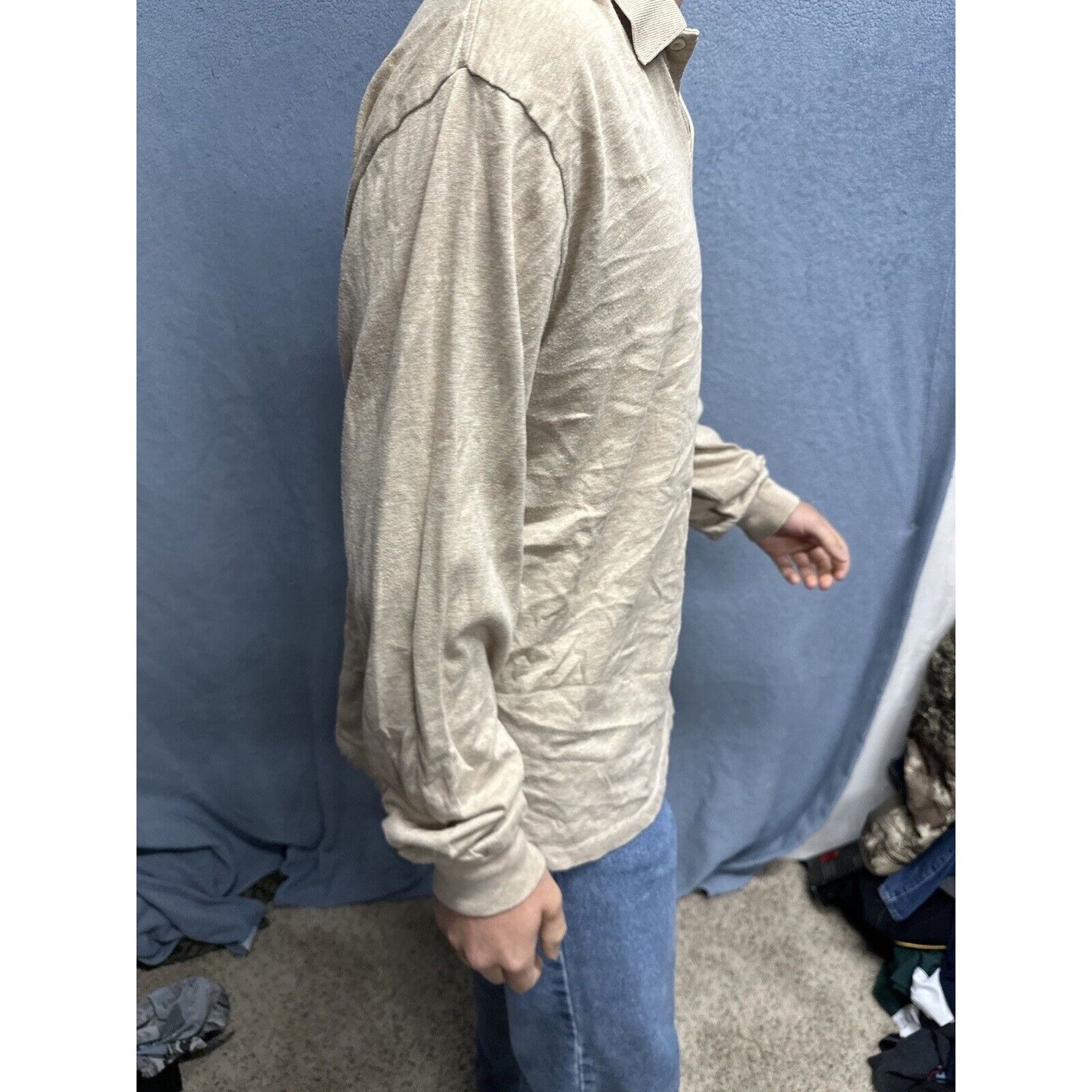 Men’s Tan Polo By Ralph Lauren Long Sleeve Large Long Sleeve Pullover Shirt