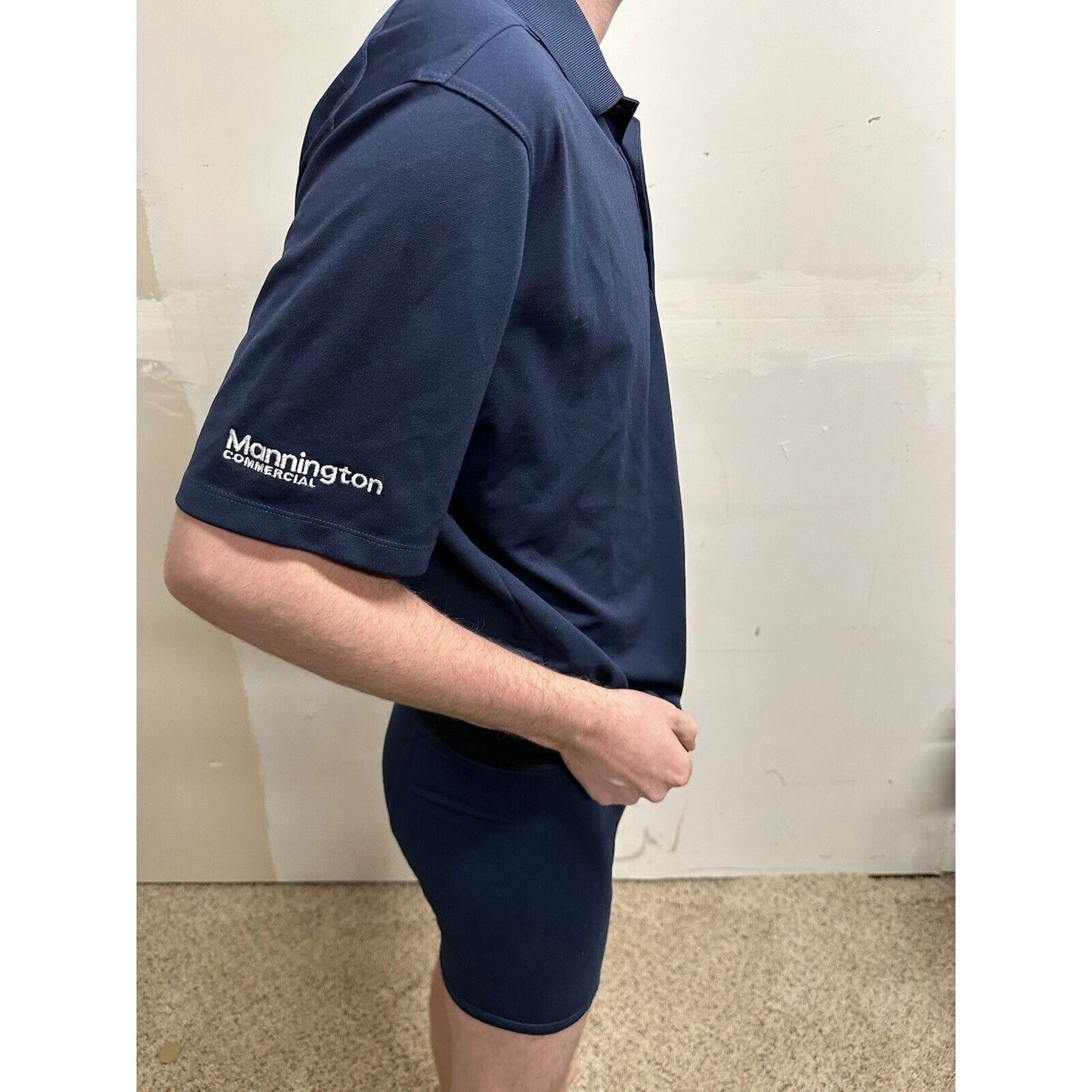 men’s nike large dark blue polo shirt mannington commercial