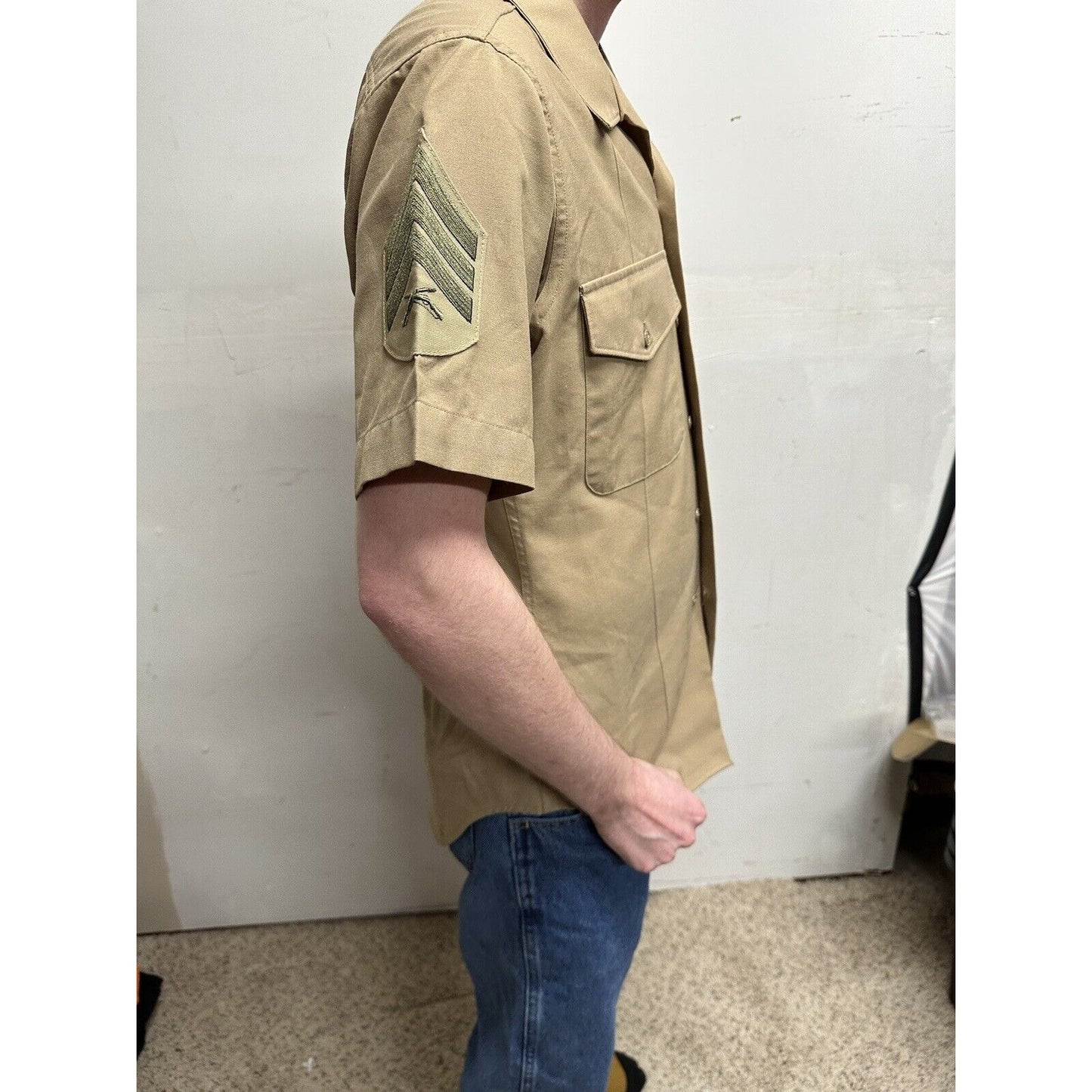 usmc marines defense logistics 15 1/2 short sleeve dress shirt e-5 sergeant rank