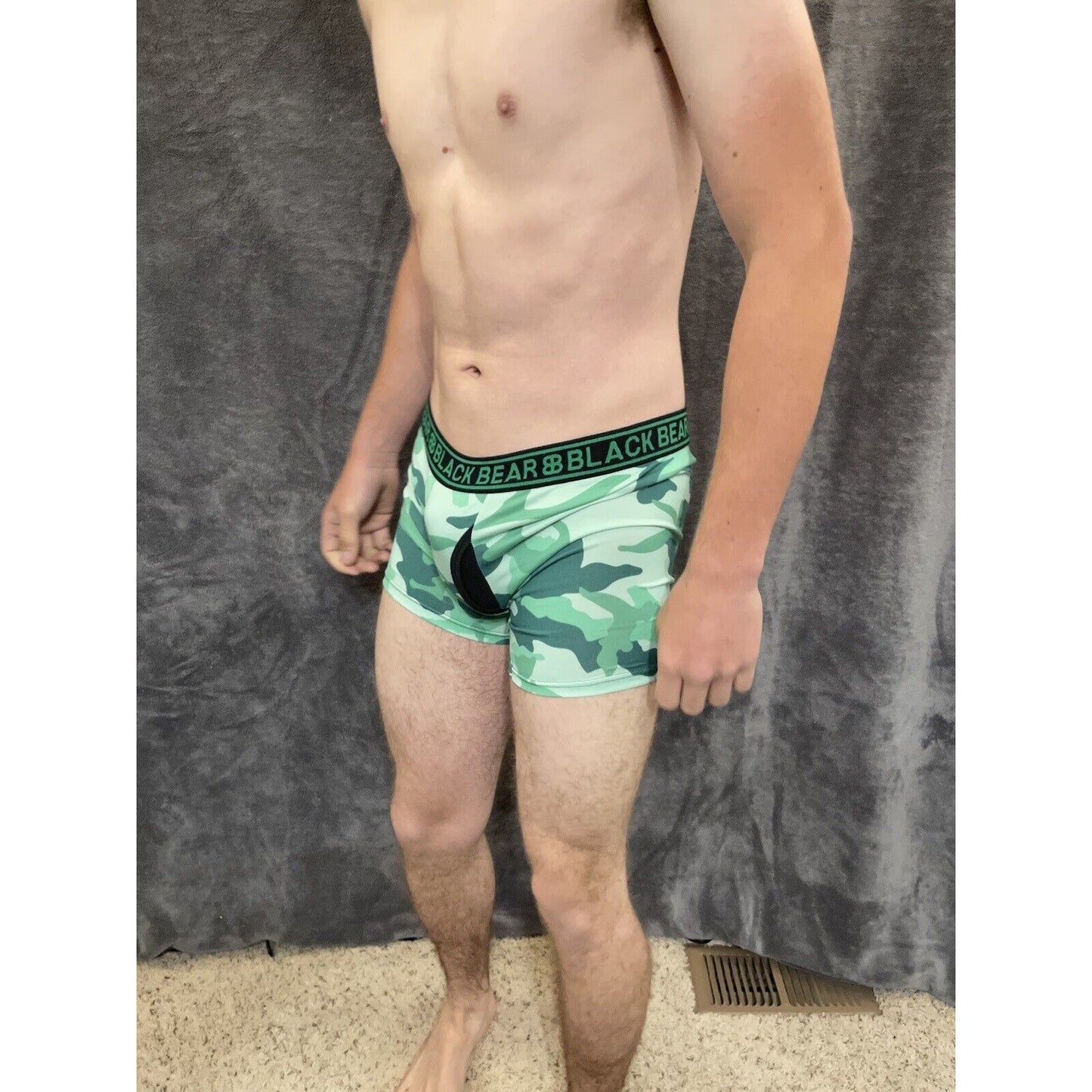 men's medium athletic trunk style black bear boxer brief Green Camo
