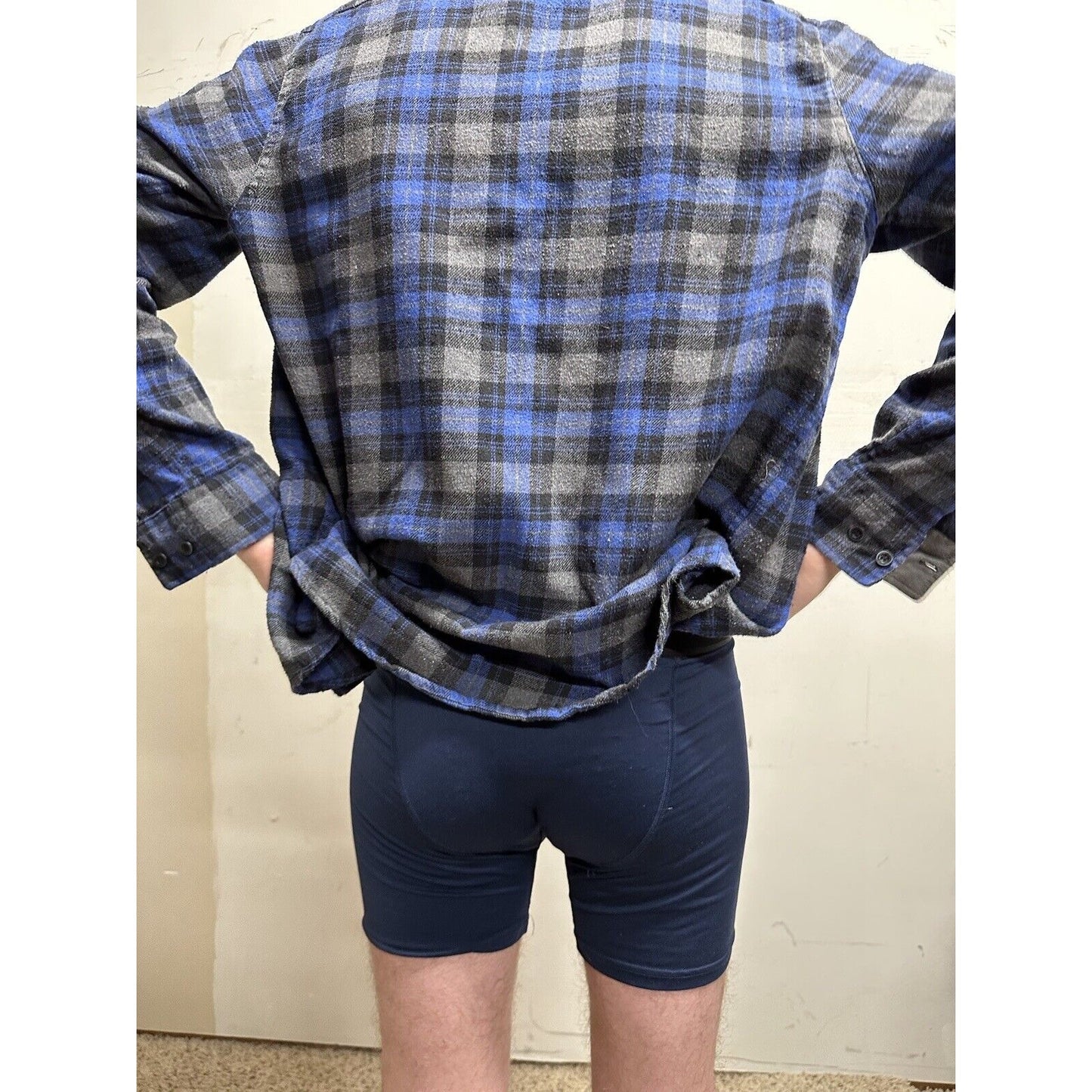men’s blue gear medium blue plaid flannel shirt long sleeve button up