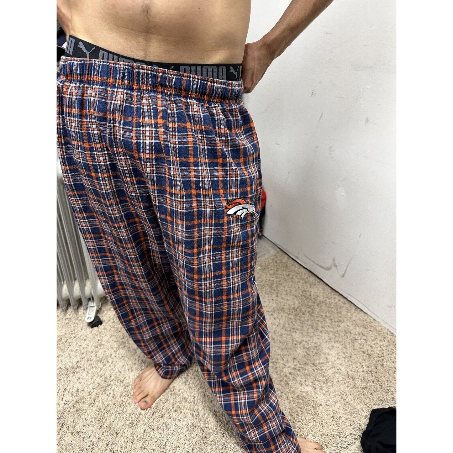 Men’s Plaid NFL Team Large Denver Broncos Pajama Pants Lounge Sleepwear
