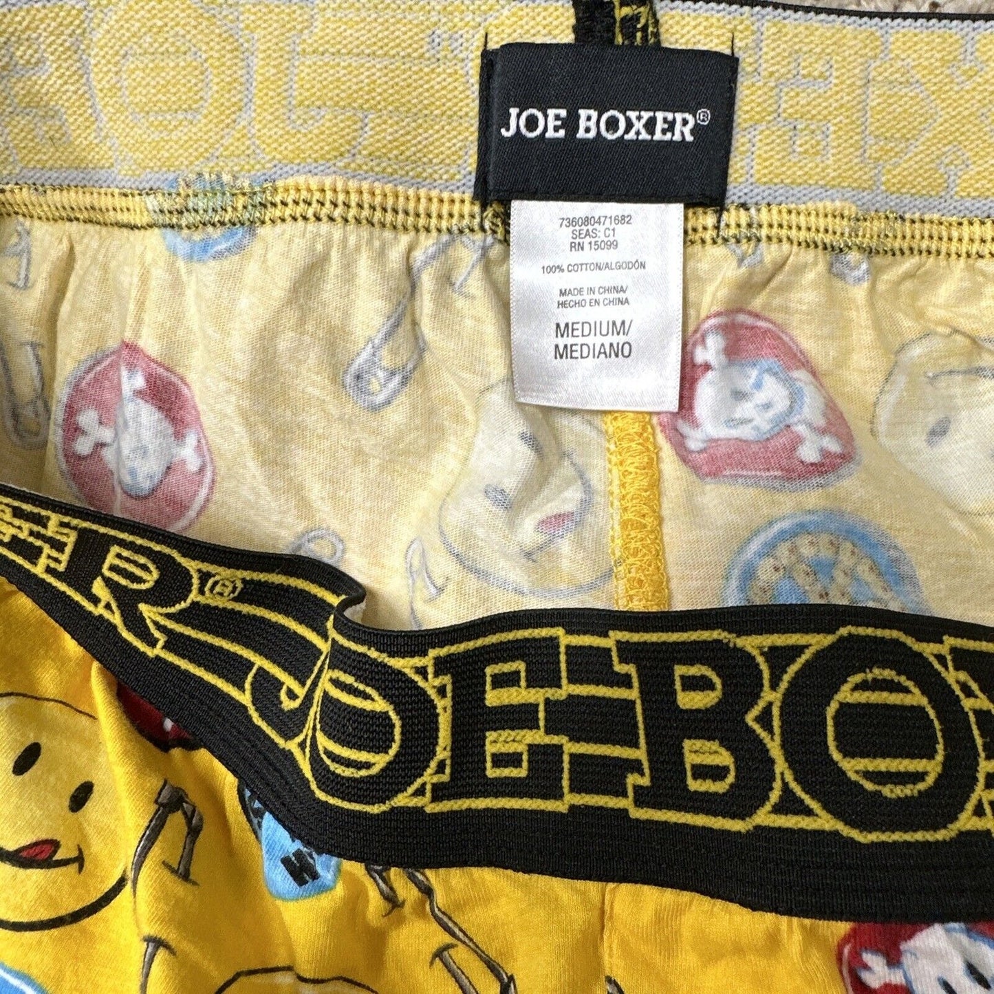 Men’s Medium Yellow Joe Boxer Shorts Smiley Face Emoticon