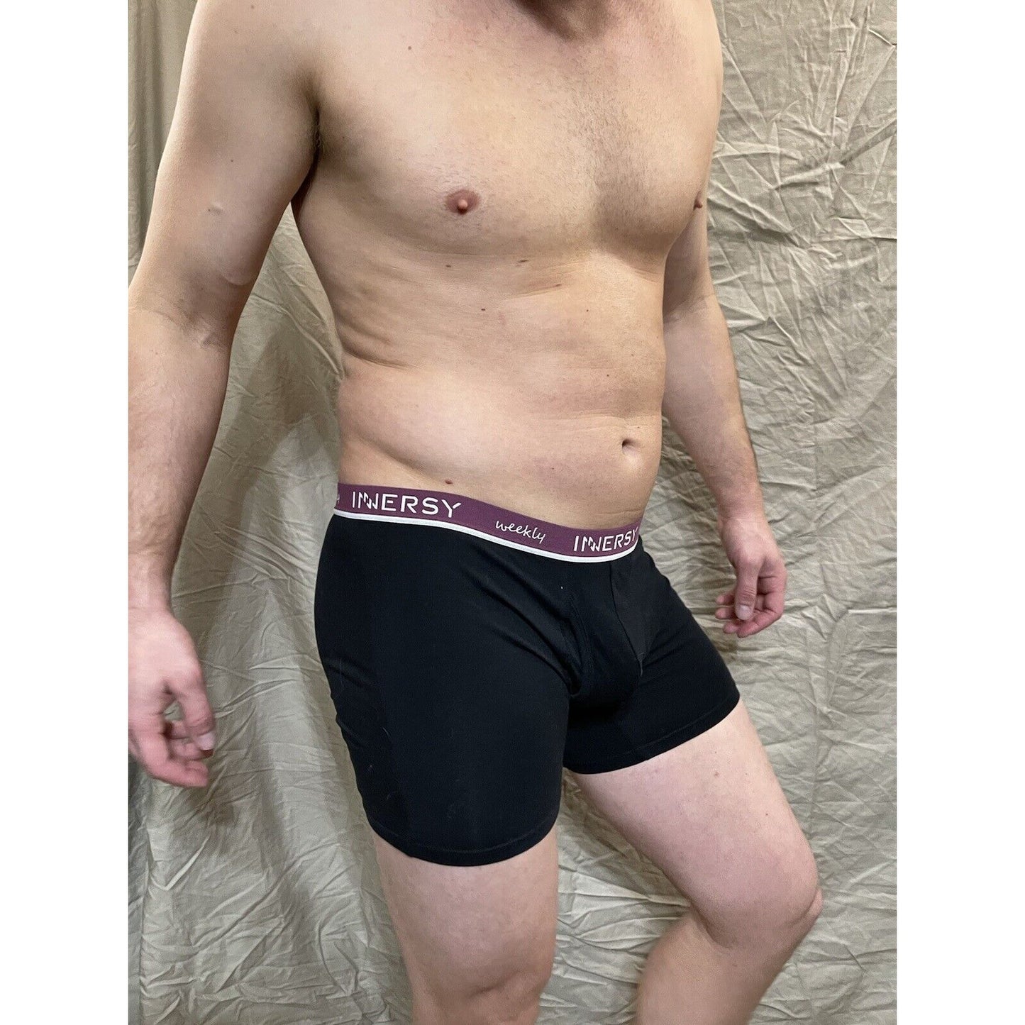 Inersy Weekly Men's black boxer briefs Purple band New And Unworn Large