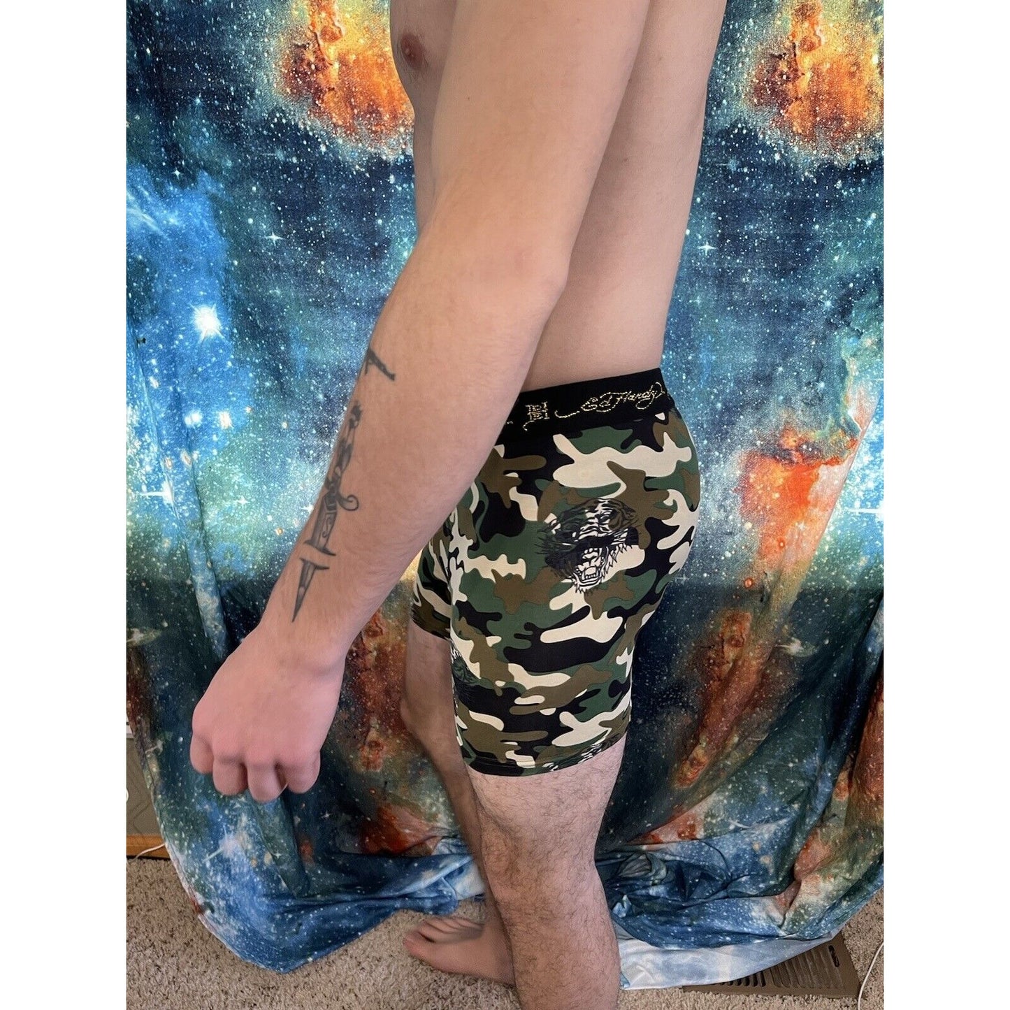 men's ed hardy camo tiger compression shorts medium New Unworn