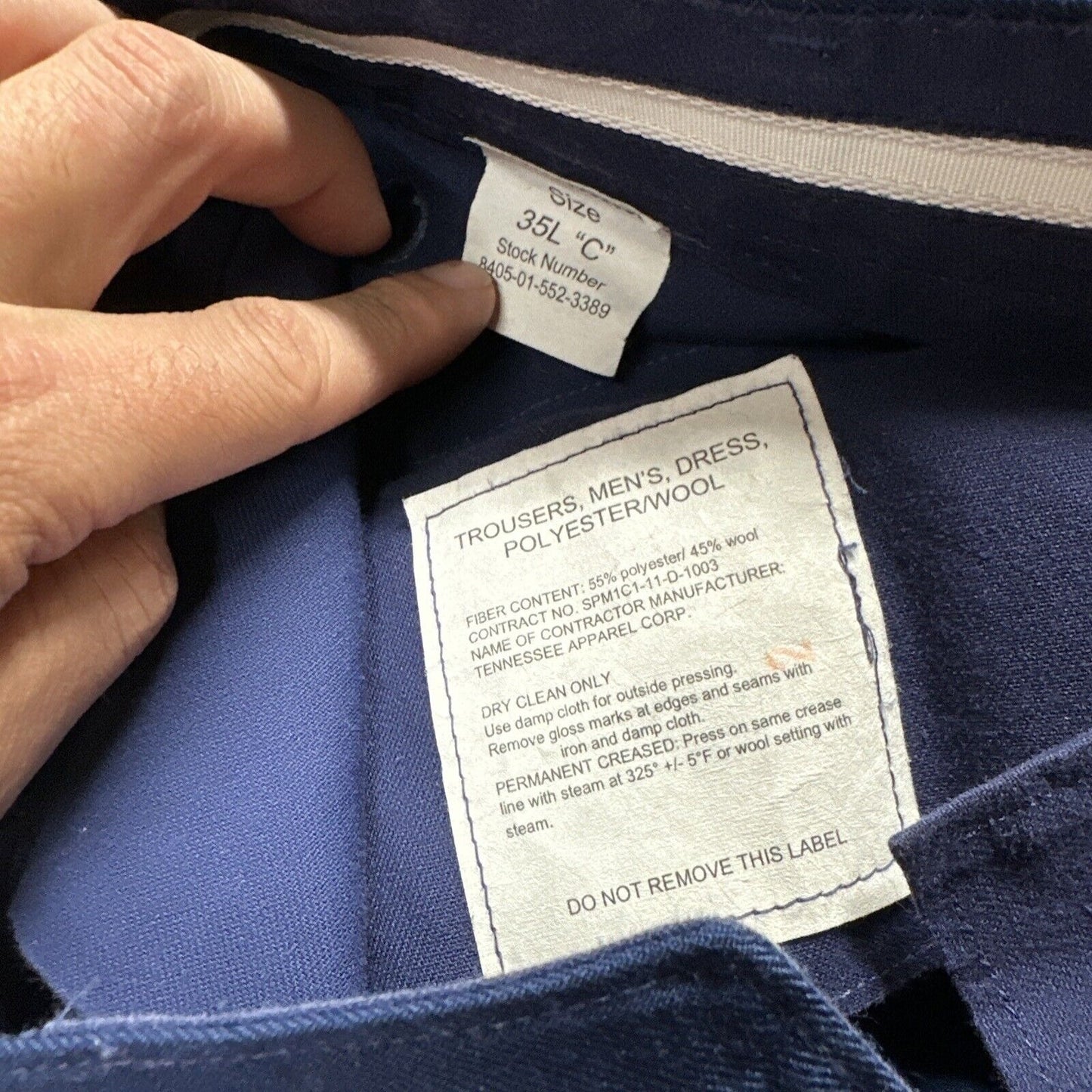 Men’s Blue Air Force Uniform Dress Pants Trousers 35L C Poly Wool
