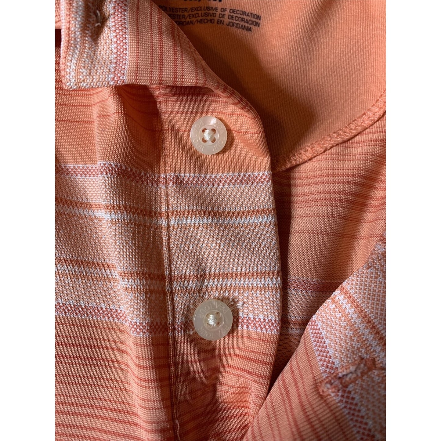 Men's PGA TOUR Orange Polyester Pink/Coral Golf Shirt Short Sleeve Medium M