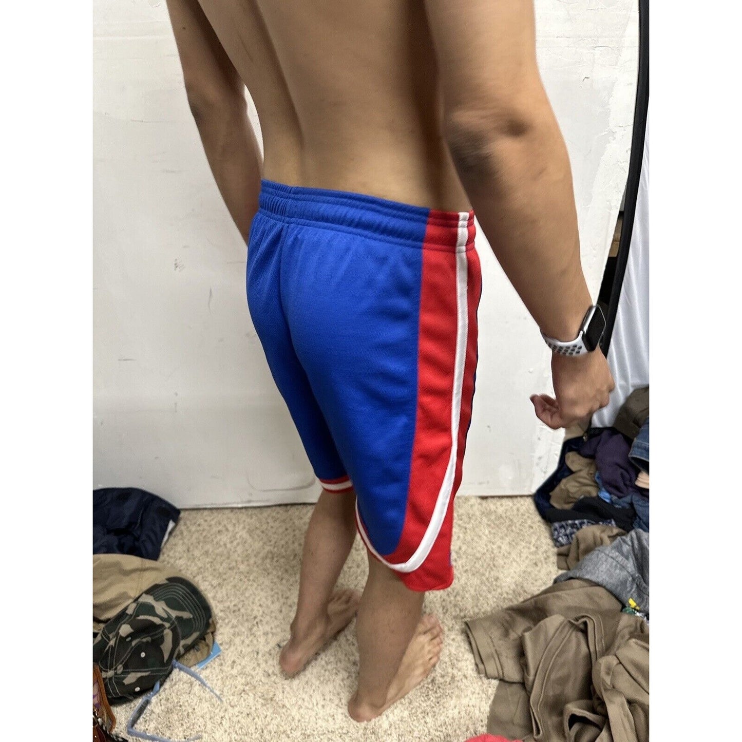 Boy’s Large Pistons NBA Adidas Performance Basketball Shorts Blue