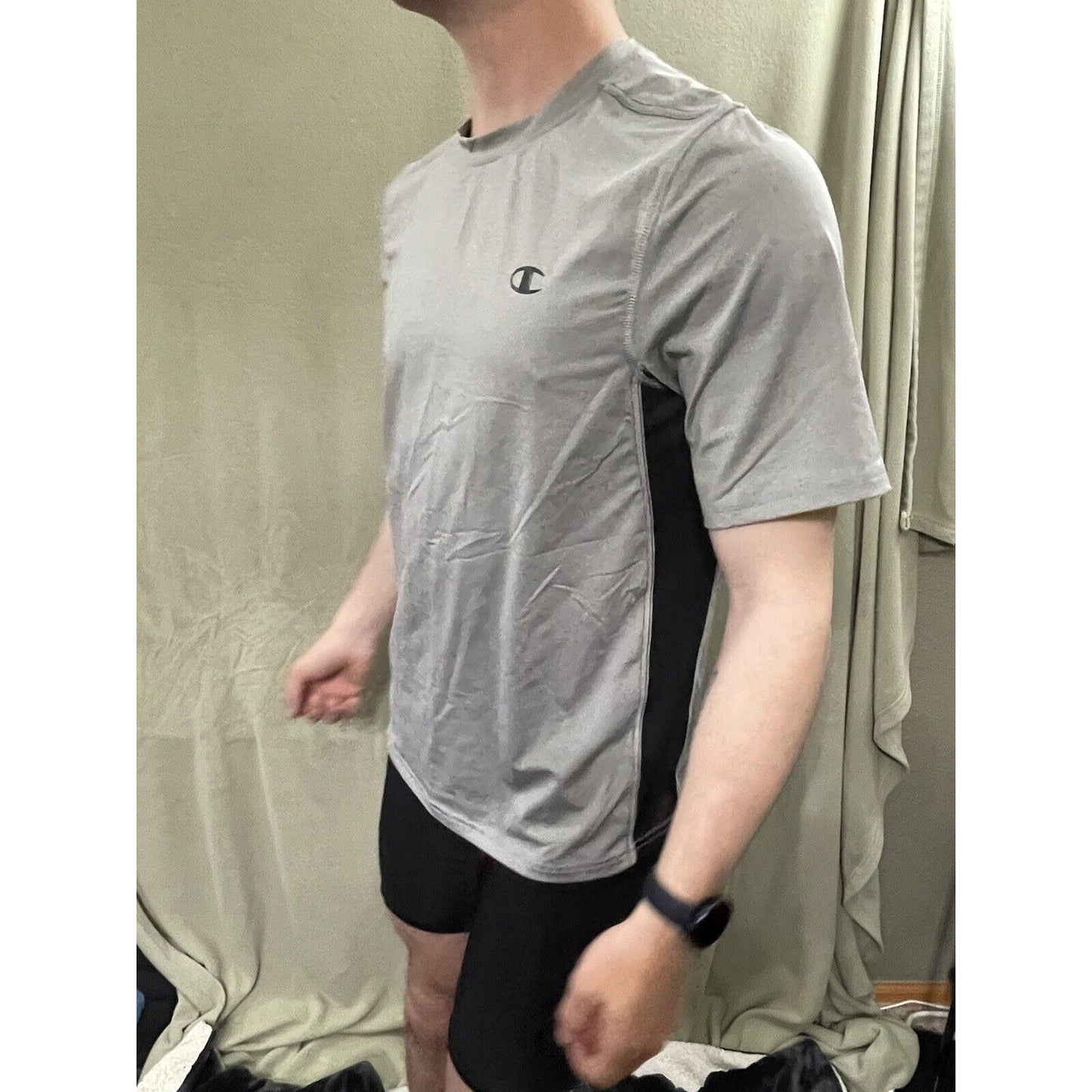 Champion Brand Medium Power Flex Power Train Athletic Casual Short Sleeve Gray