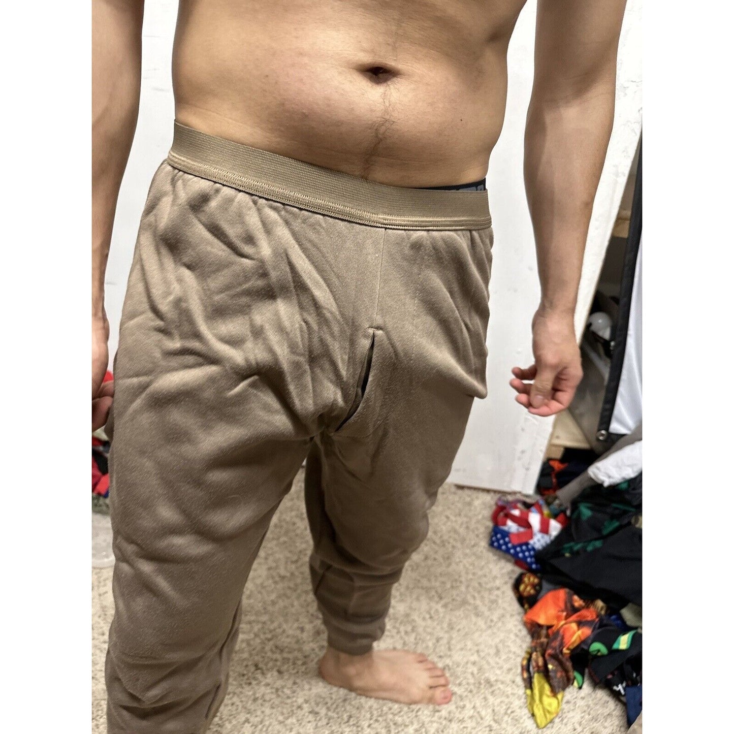 Men’s Cold Weather Brown Drawers Large Thermal Army Air Force Pants