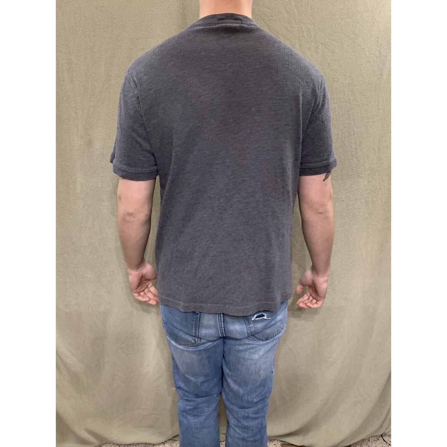 Alfani Mens Stretch Gray Ribbed T-Shirt Medium