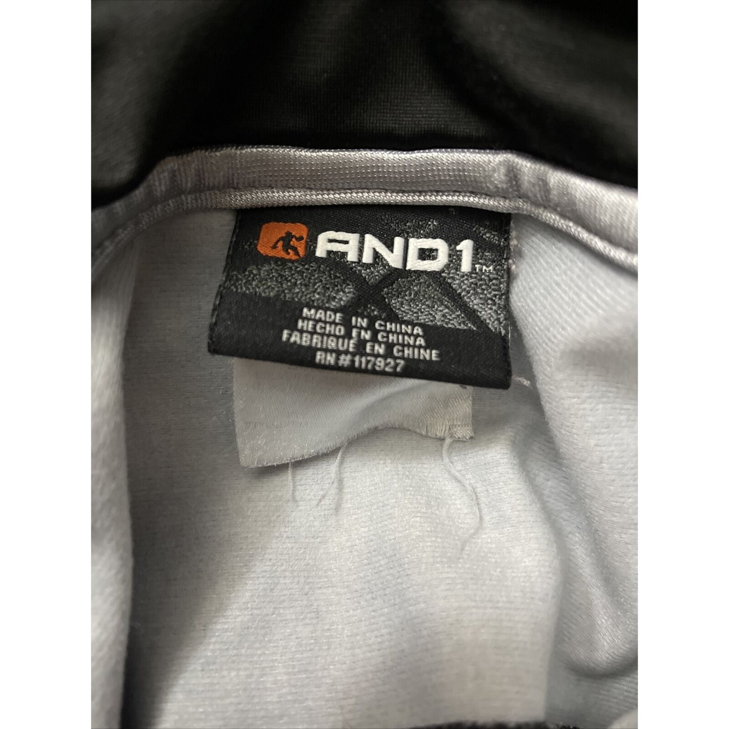And1 Men's Black And Gray Full Zip Jacket Warm Up Sweats Medium Long Sleeve