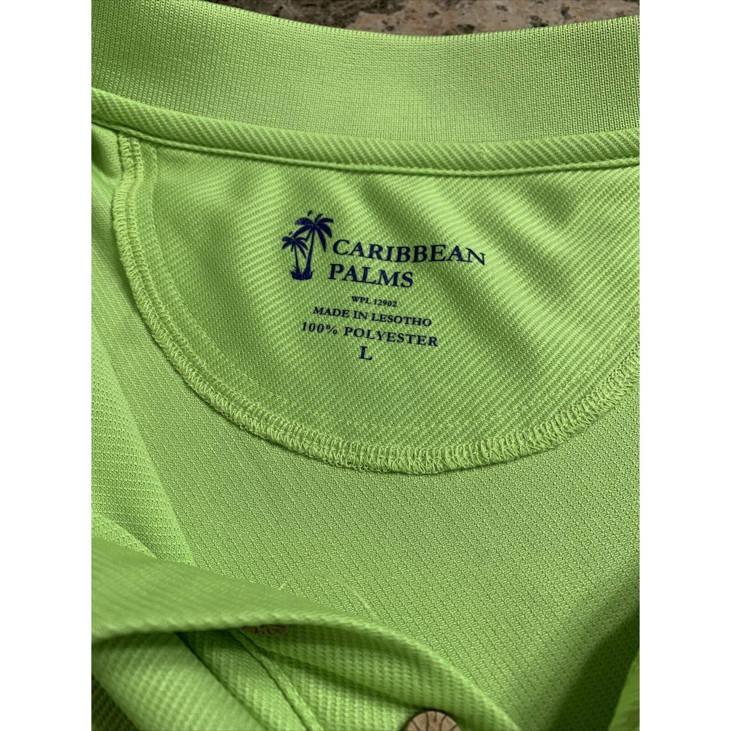 Men’s Large Lime Green Caribbean Palms Polo Shirt