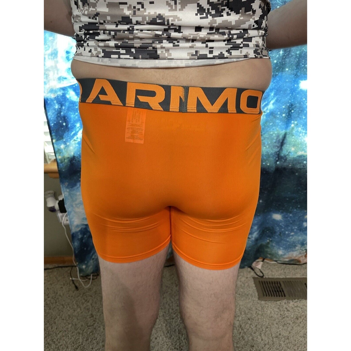 Orange Under Armour Youth Fitted YXL Compression Shorts