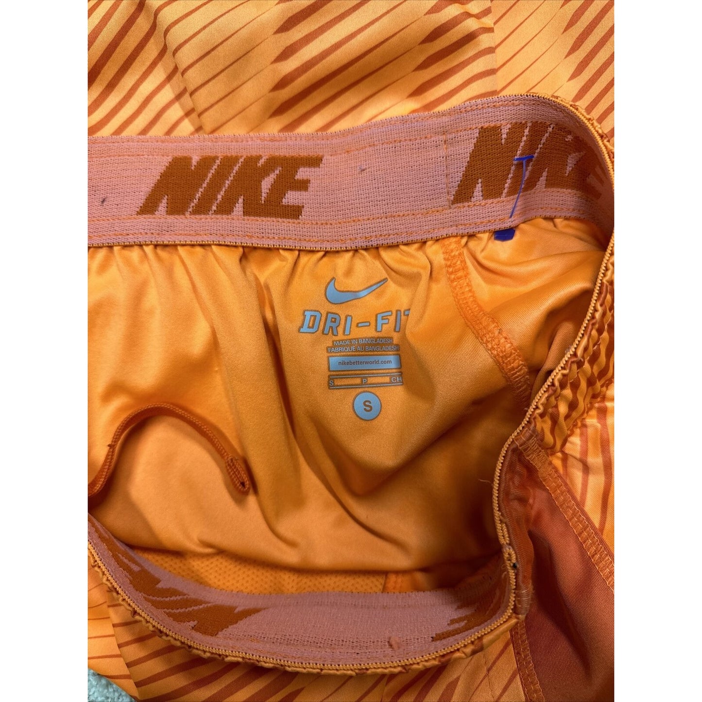 men’s nike dri-fit small neon orange shorts