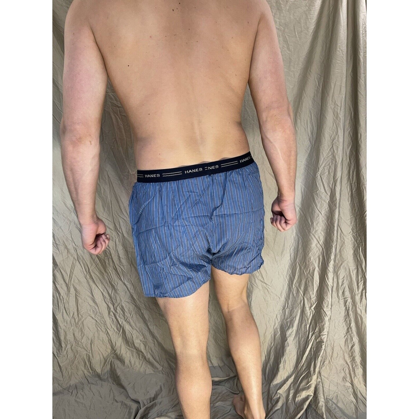 men's large hanes confort flex blue Striped boxer shorts