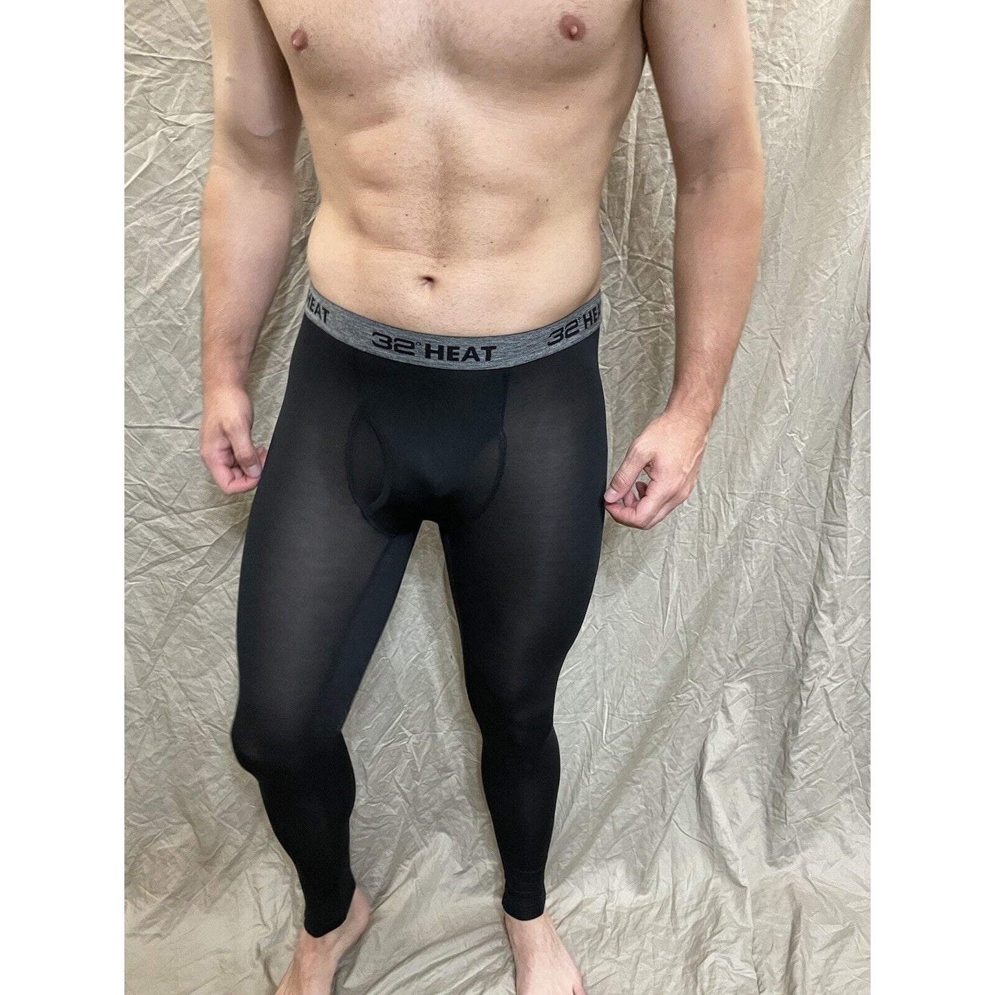 men's 32 degree heat black base layer long underwear leggings Large