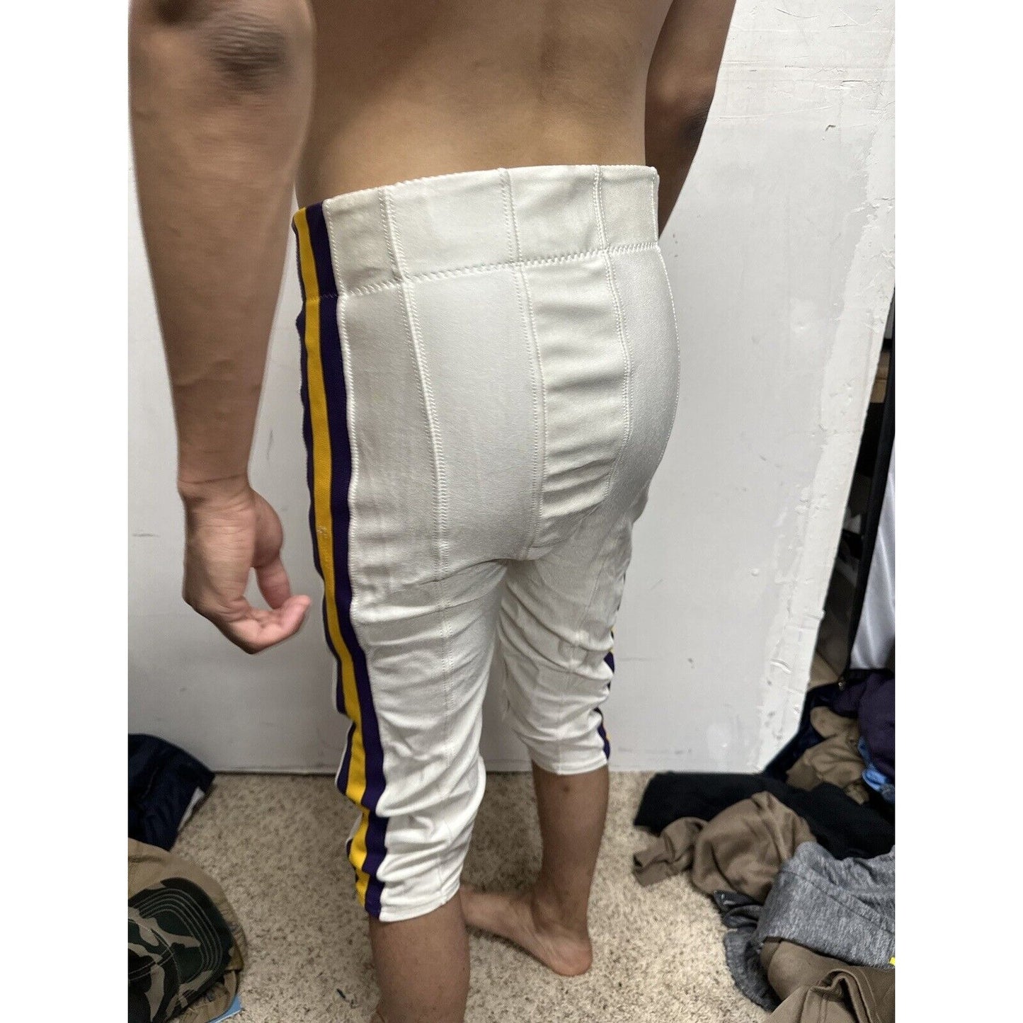 Men’s White Russell Athletics Size 36 Football Pants Gold Purple