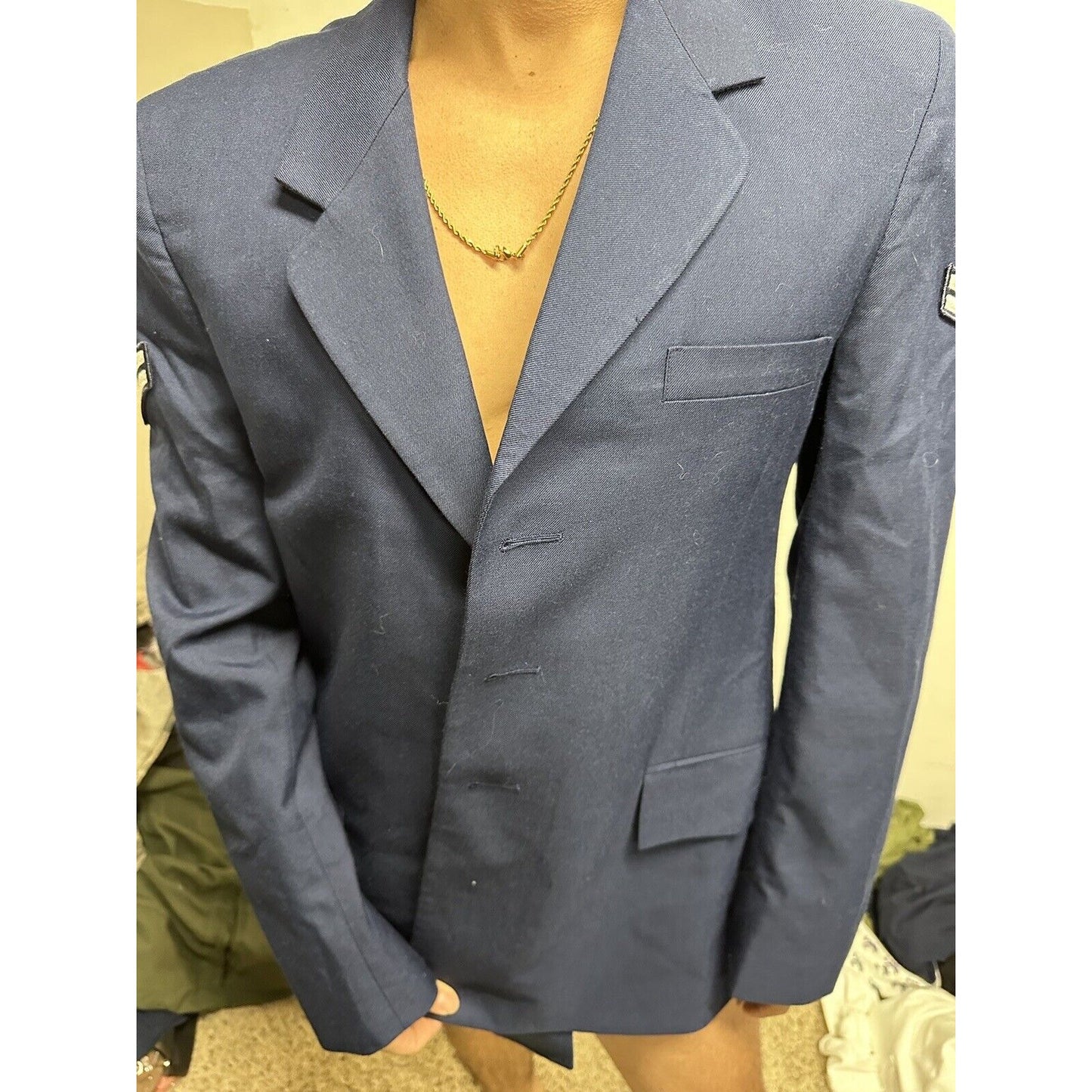 Men’s USAF Air Force Service Dress Coat Jacket Uniform 40R With Sewn Rank