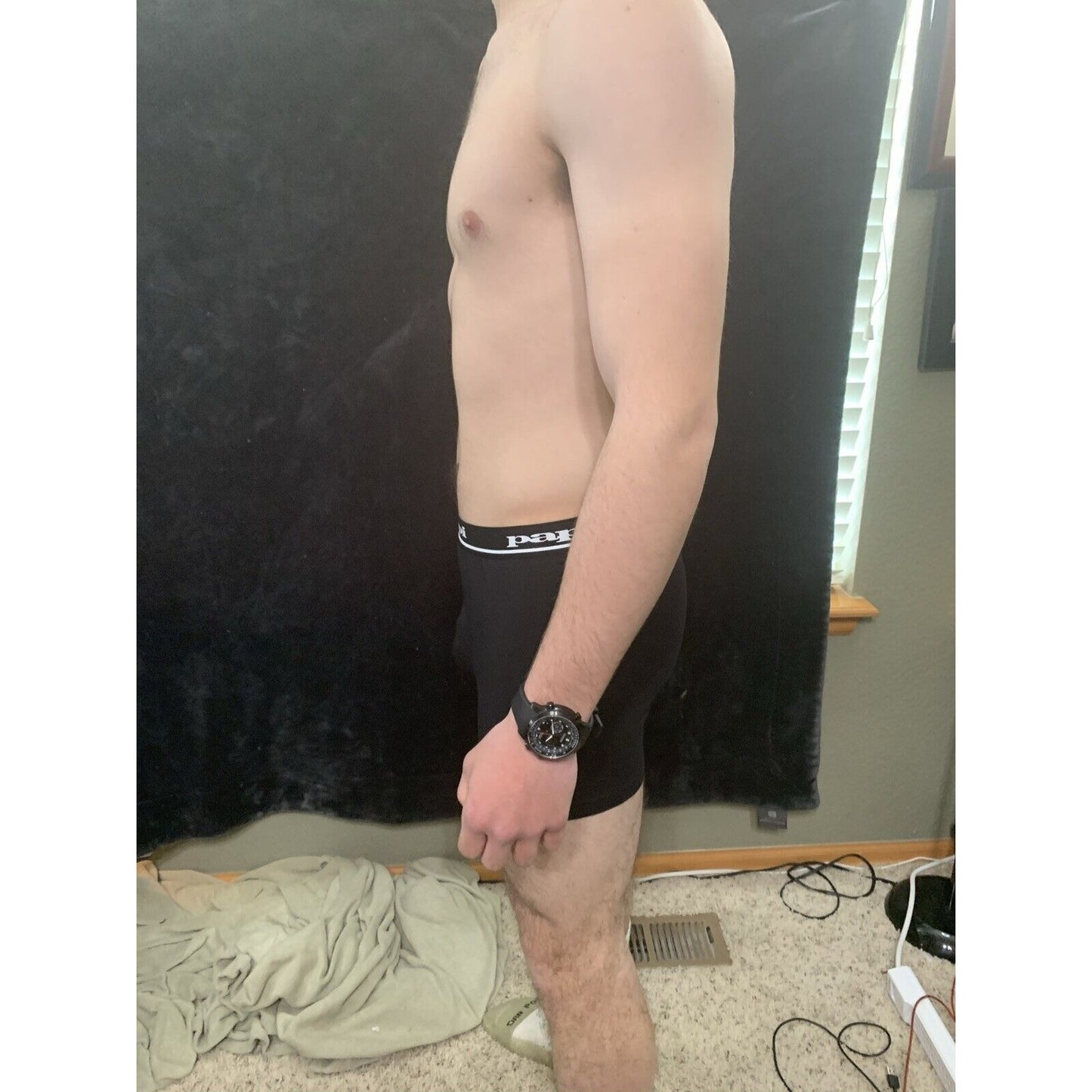 Men’s Papi Medium Boxer Briefs Black 5% Spandex