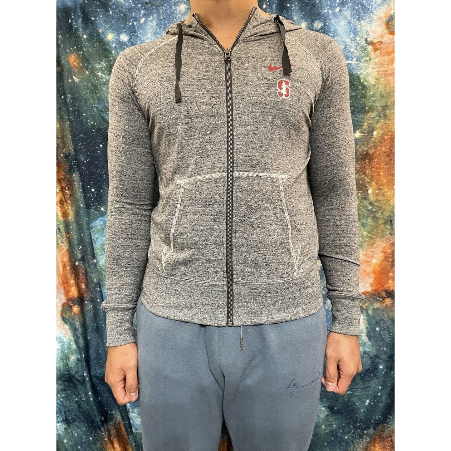Men’s Nike Medium Full Zip Gray Stanford Hoodie