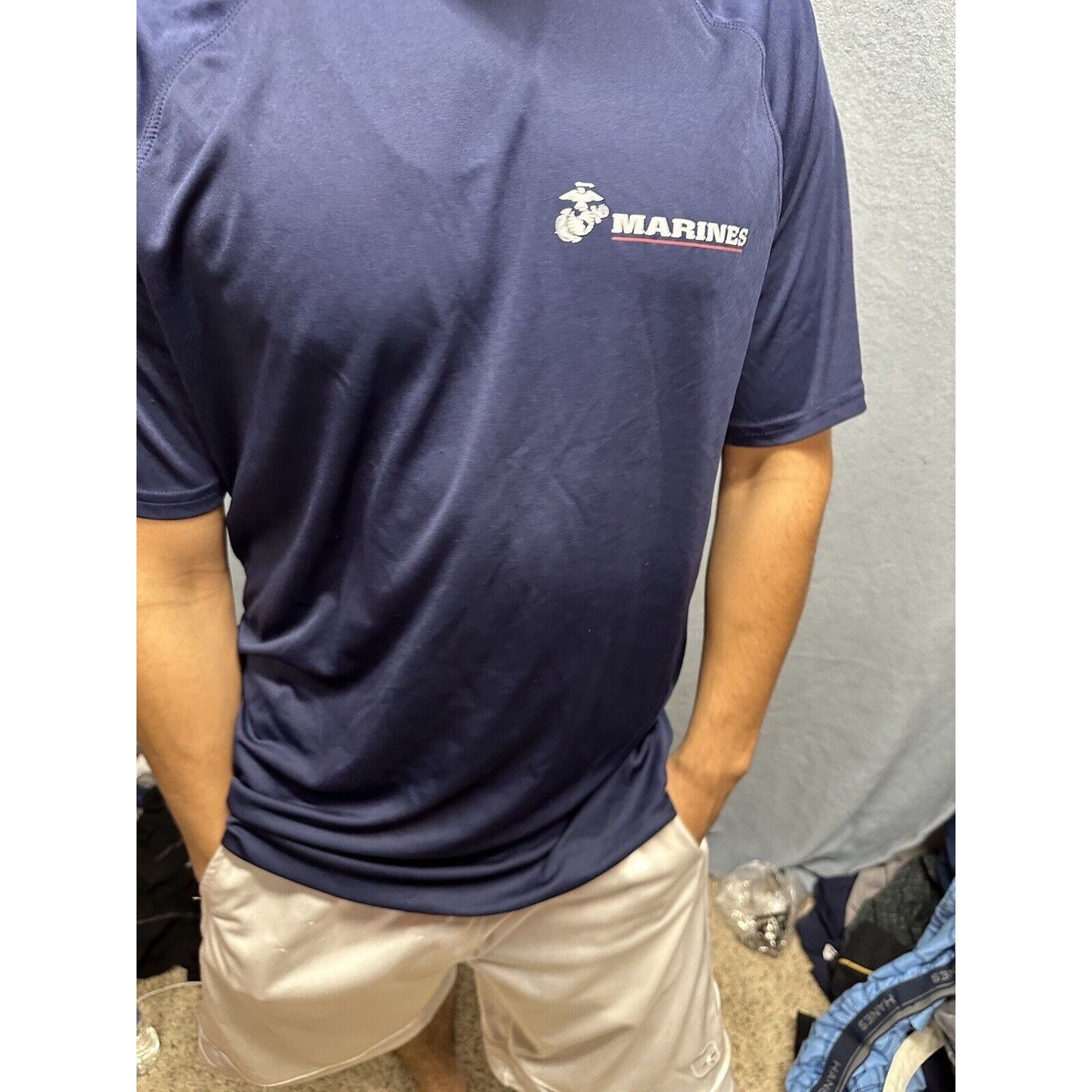 Men’s Athletic Dark Blue Large Marines Compression Tshirt